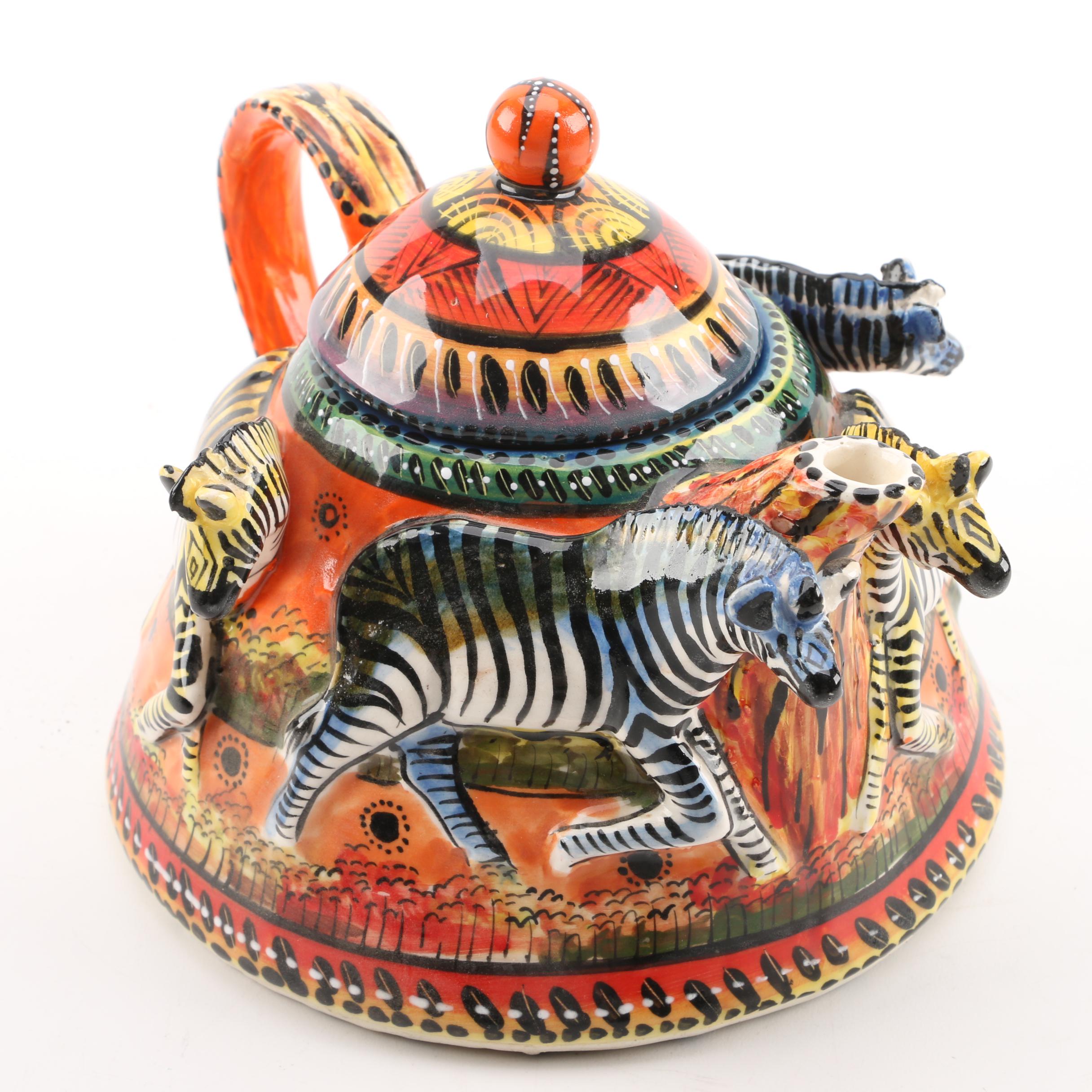 South African Zebra Themed Teapot