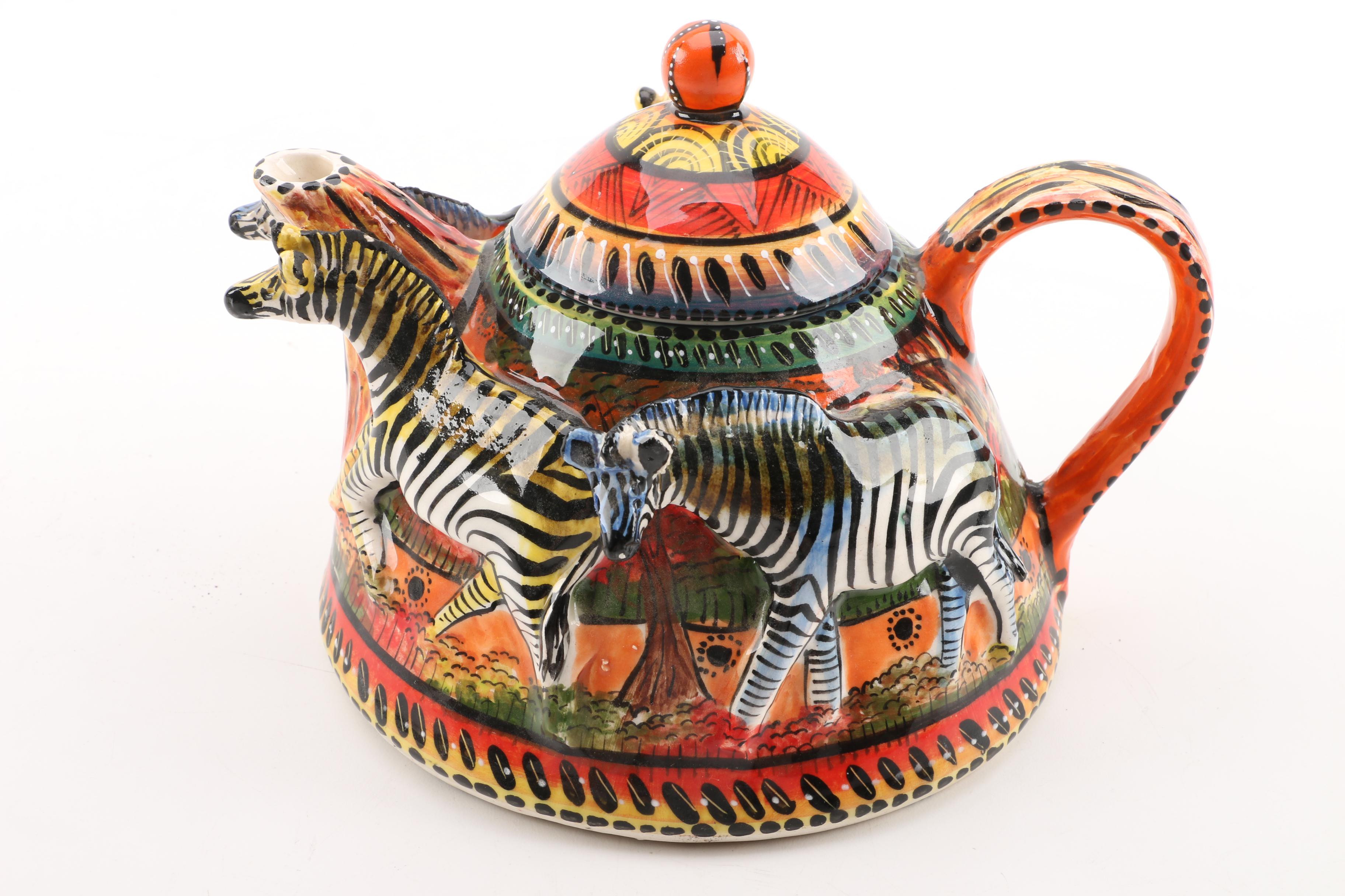 South African Zebra Themed Teapot