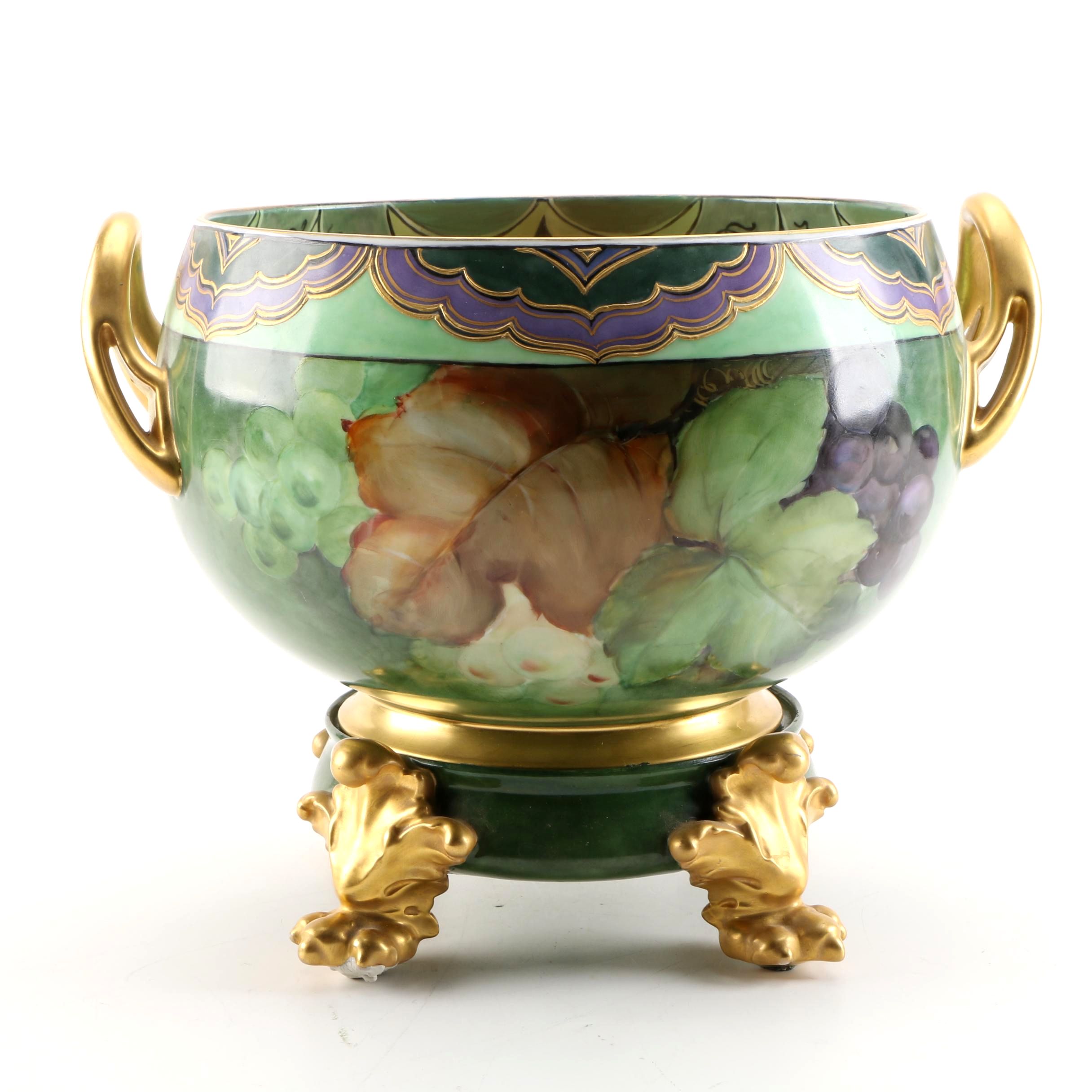 Vintage HC Royal Bavaria Porcelain Punch Bowl with Stand
