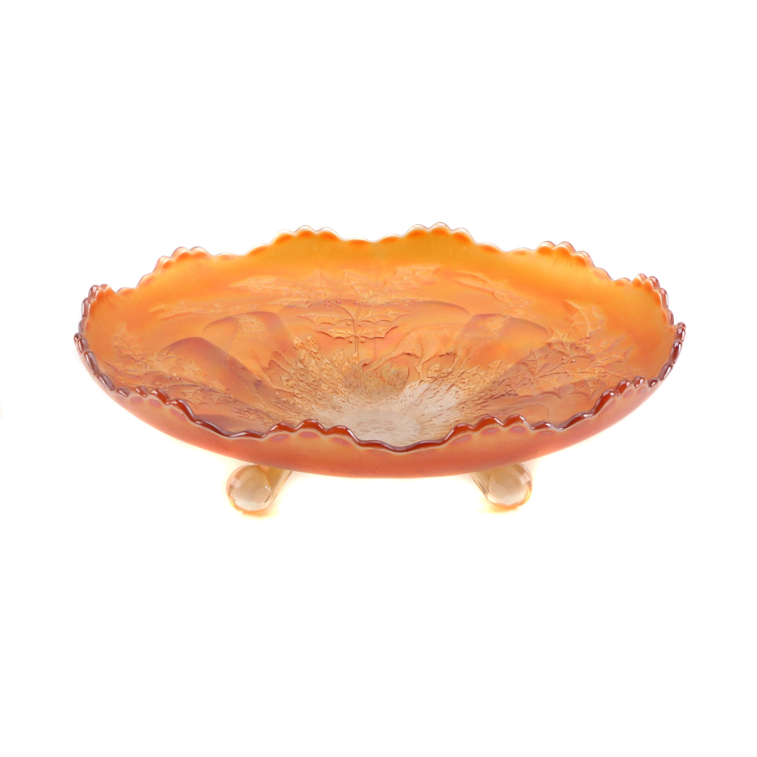 Fenton "Stag and Holly" Marigold Carnival Dish, Circa 1912