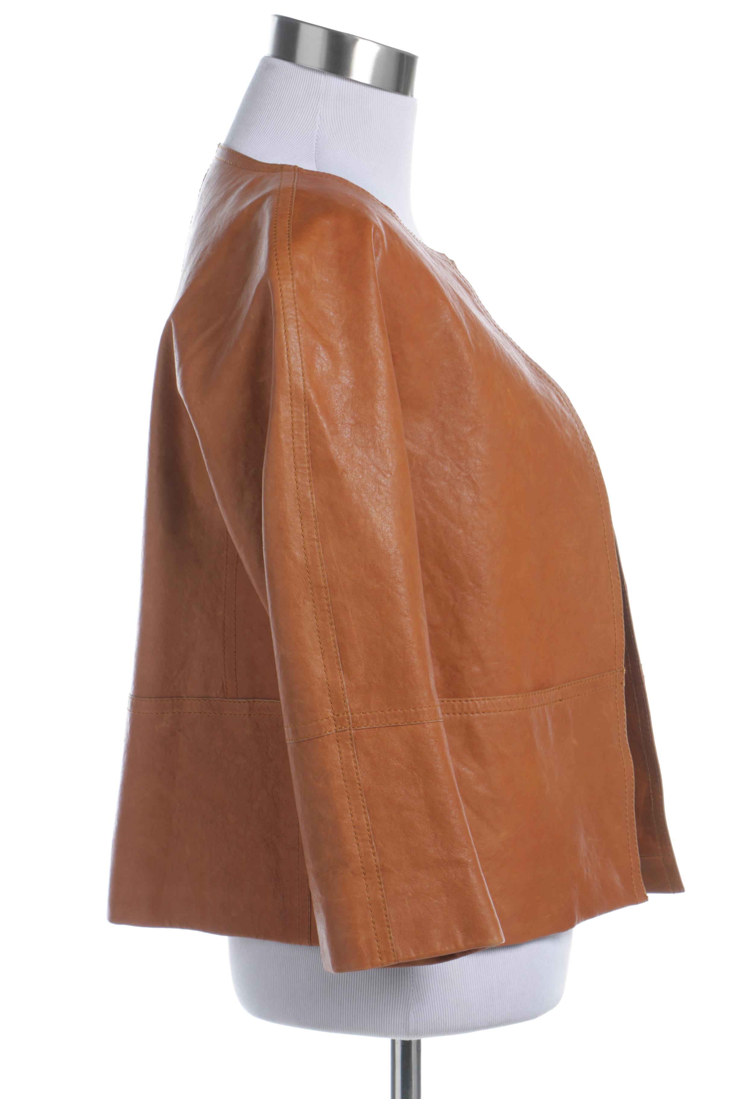 Women's Lafayette 148 New York Brown Leather Jacket