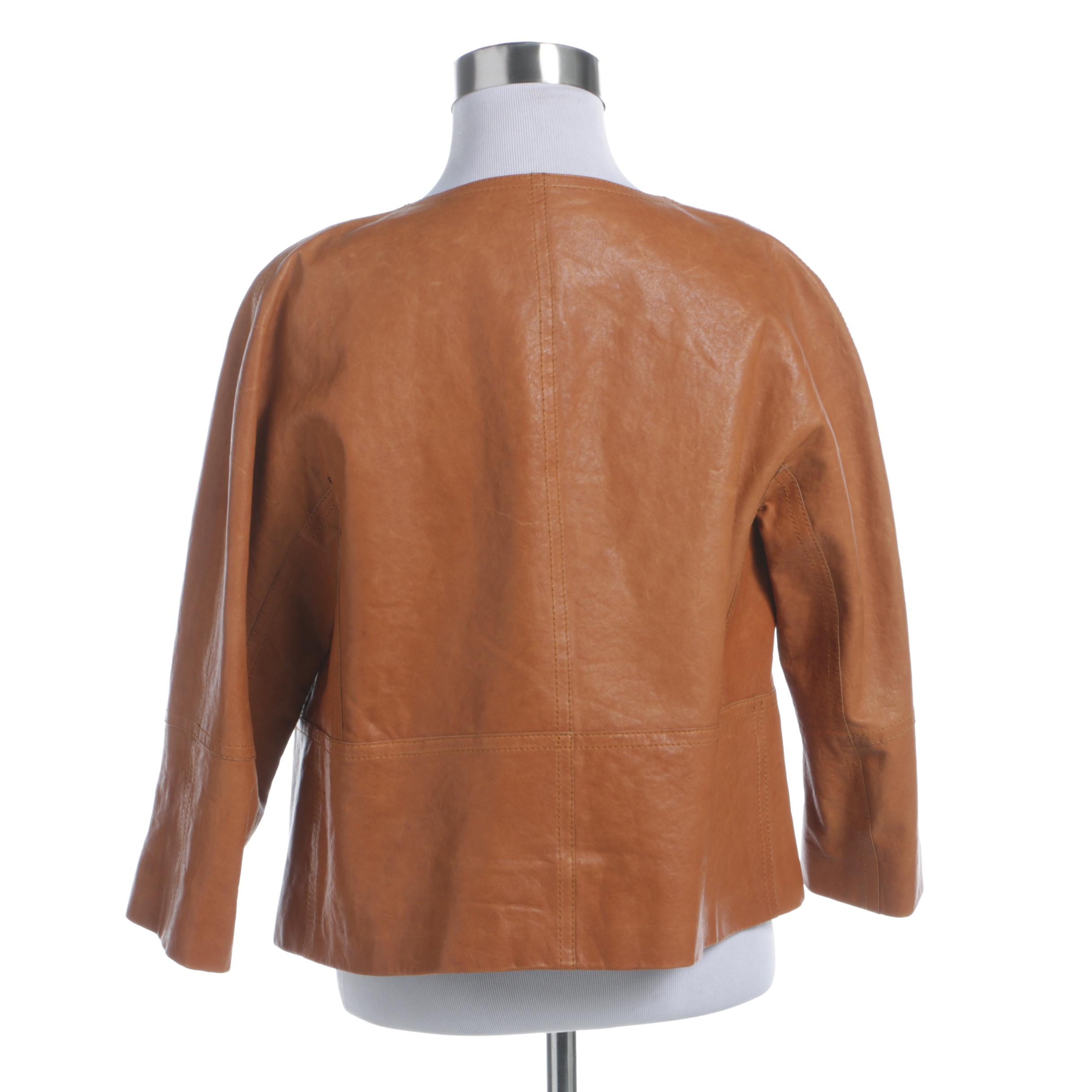 Women's Lafayette 148 New York Brown Leather Jacket