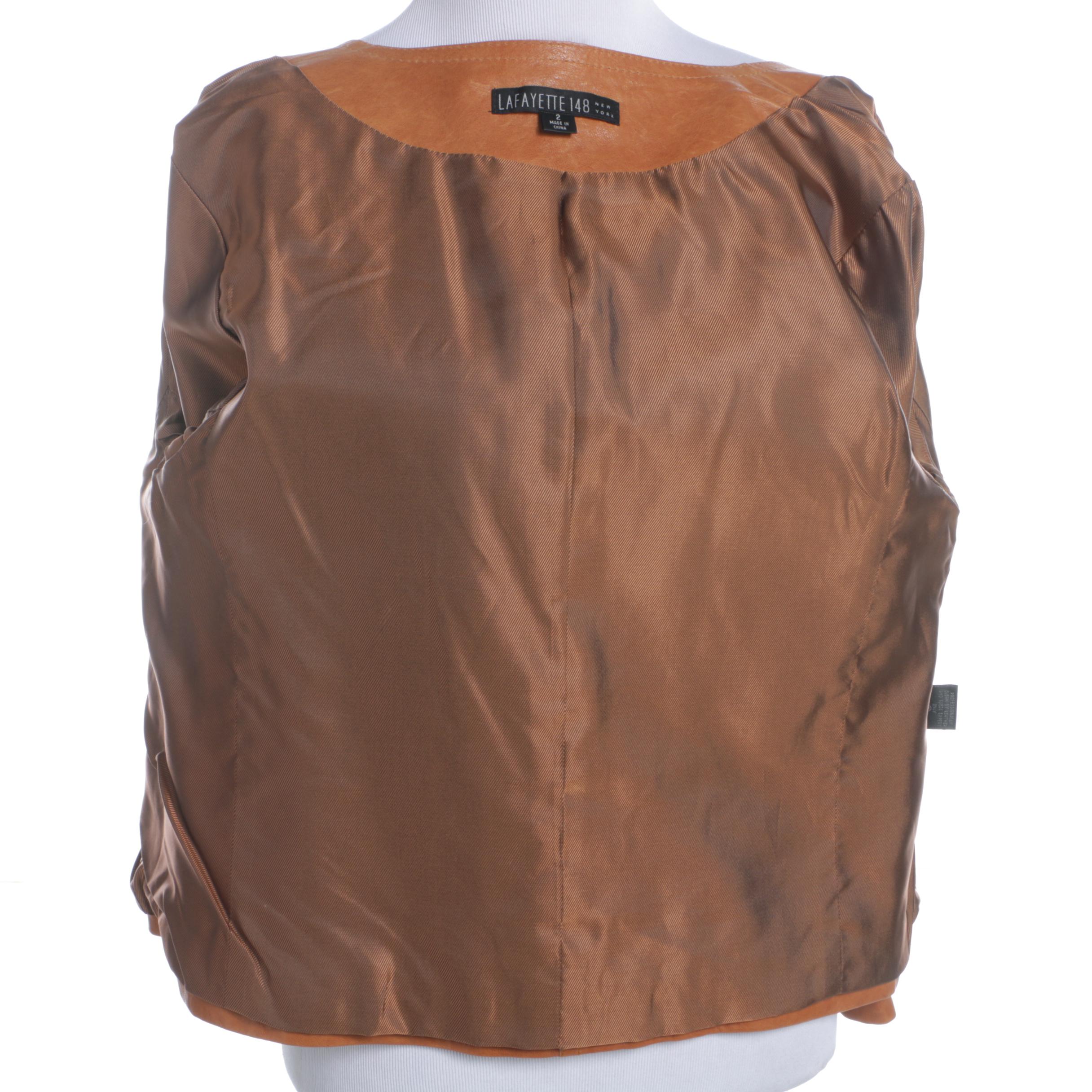 Women's Lafayette 148 New York Brown Leather Jacket