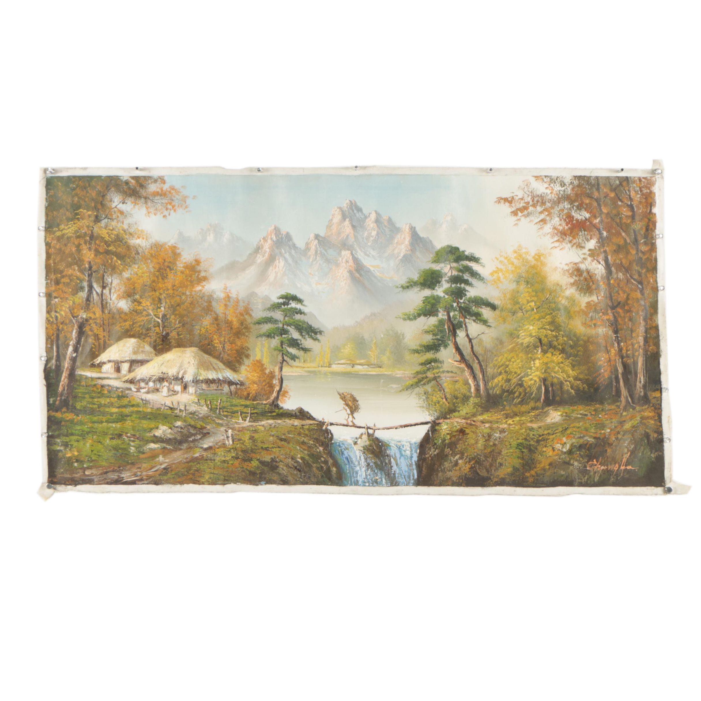 Oil Painting of Mountainous Landscape