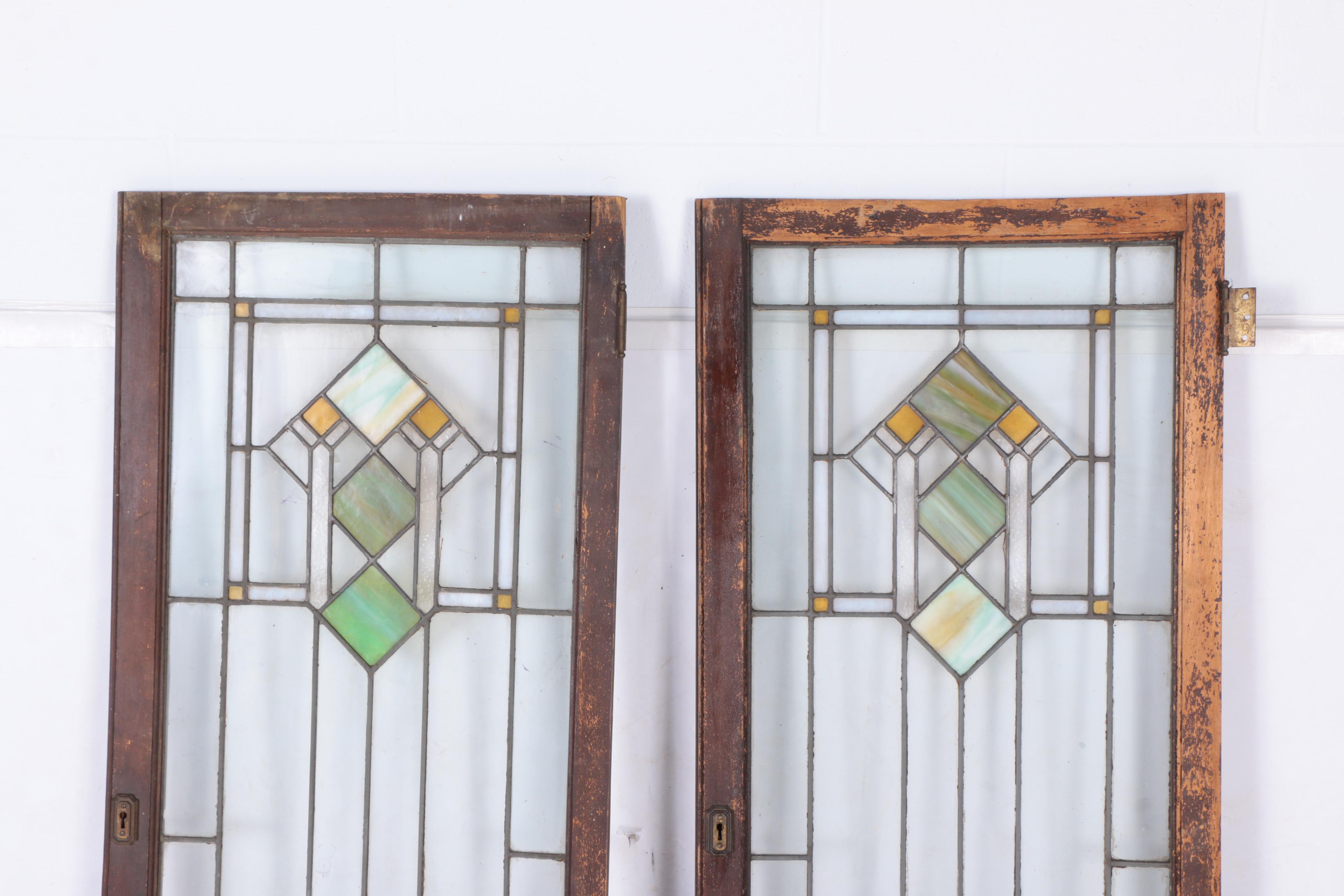 Arts and Crafts Style Stained Glass Doors