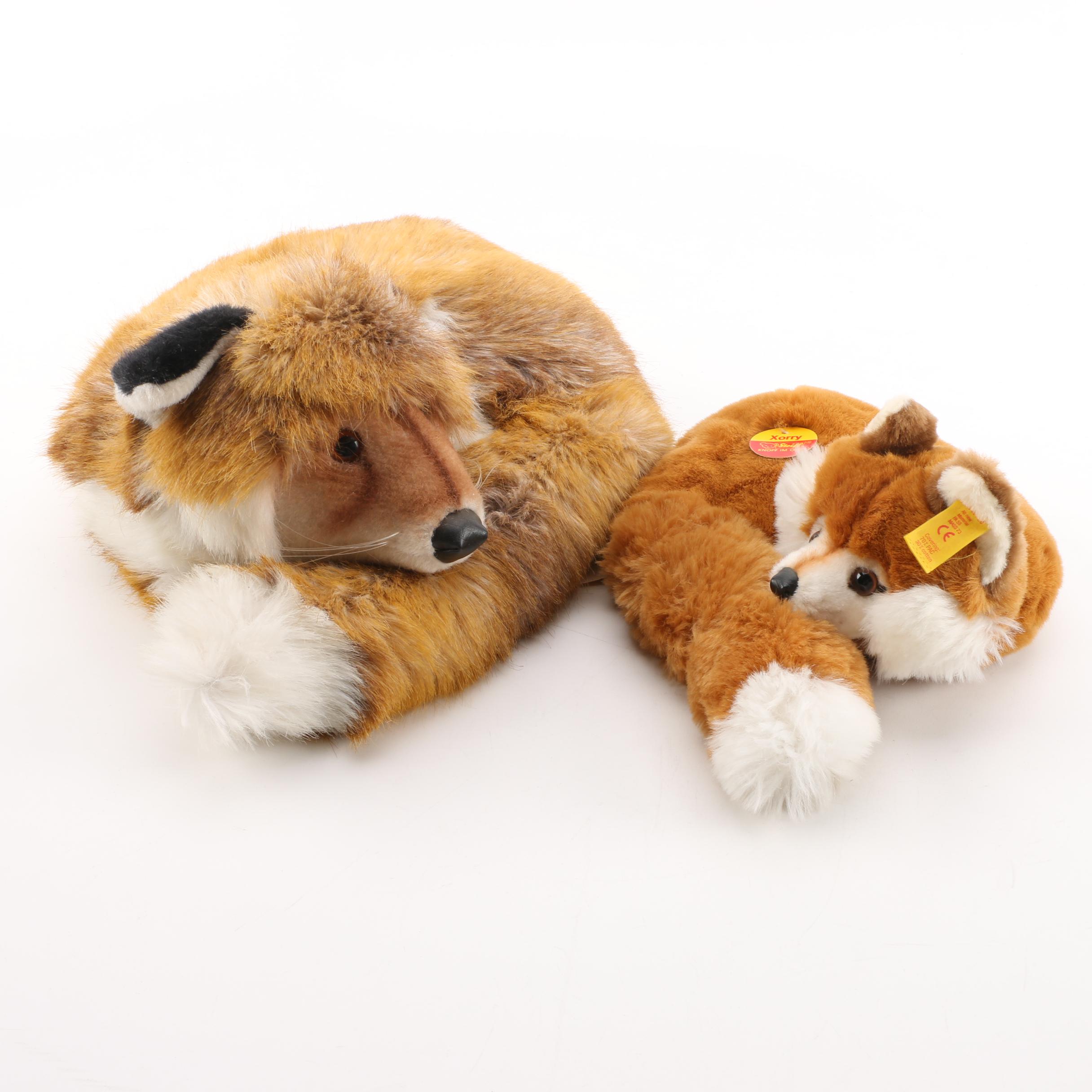 Steiff "Xorry" and "Fuzzy" Plush Foxes