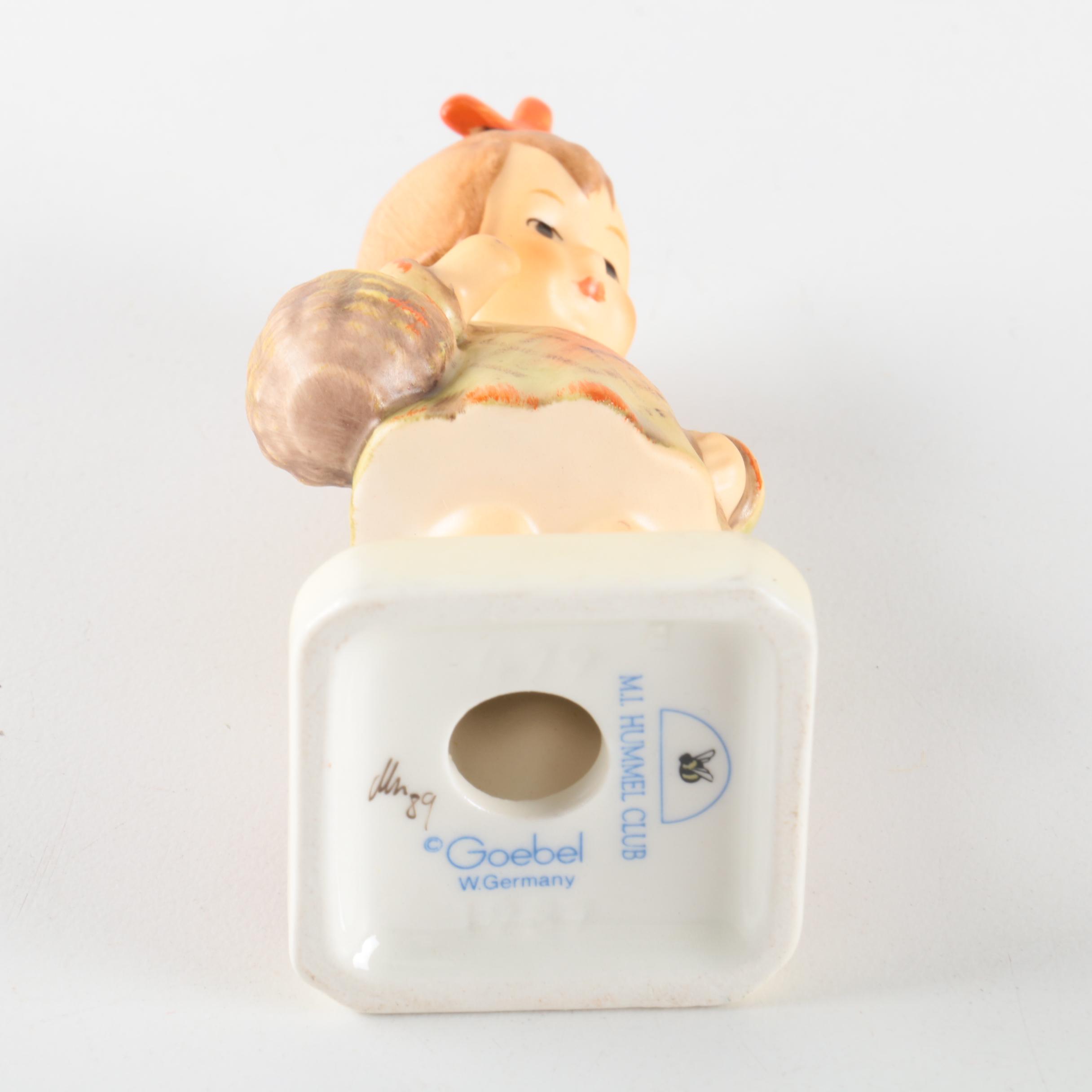 Goebel Hummel Figurines "Girl with Horn", Girl with Flowers", Girl with Basket"