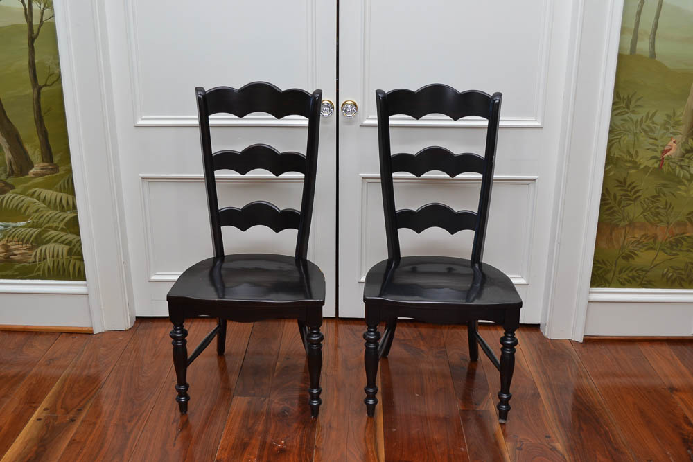 Ten Black Ladderback Dining Chairs by Hooker Furniture