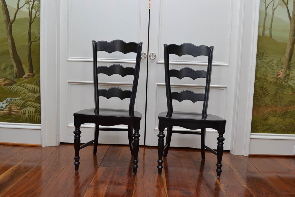 Ten Black Ladderback Dining Chairs by Hooker Furniture