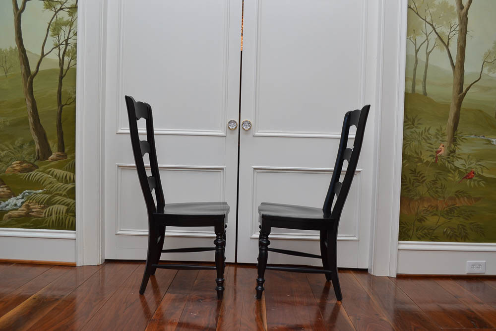 Ten Black Ladderback Dining Chairs by Hooker Furniture