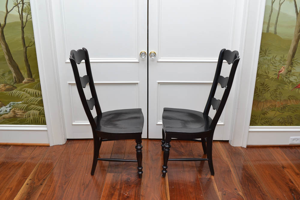 Ten Black Ladderback Dining Chairs by Hooker Furniture