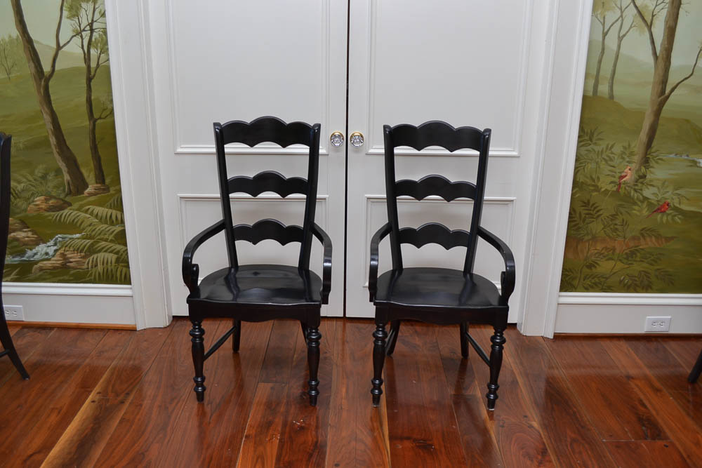 Ten Black Ladderback Dining Chairs by Hooker Furniture