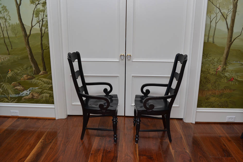 Ten Black Ladderback Dining Chairs by Hooker Furniture