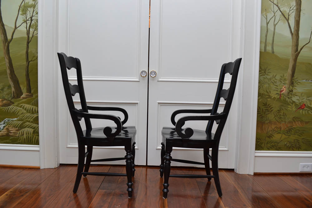 Ten Black Ladderback Dining Chairs by Hooker Furniture