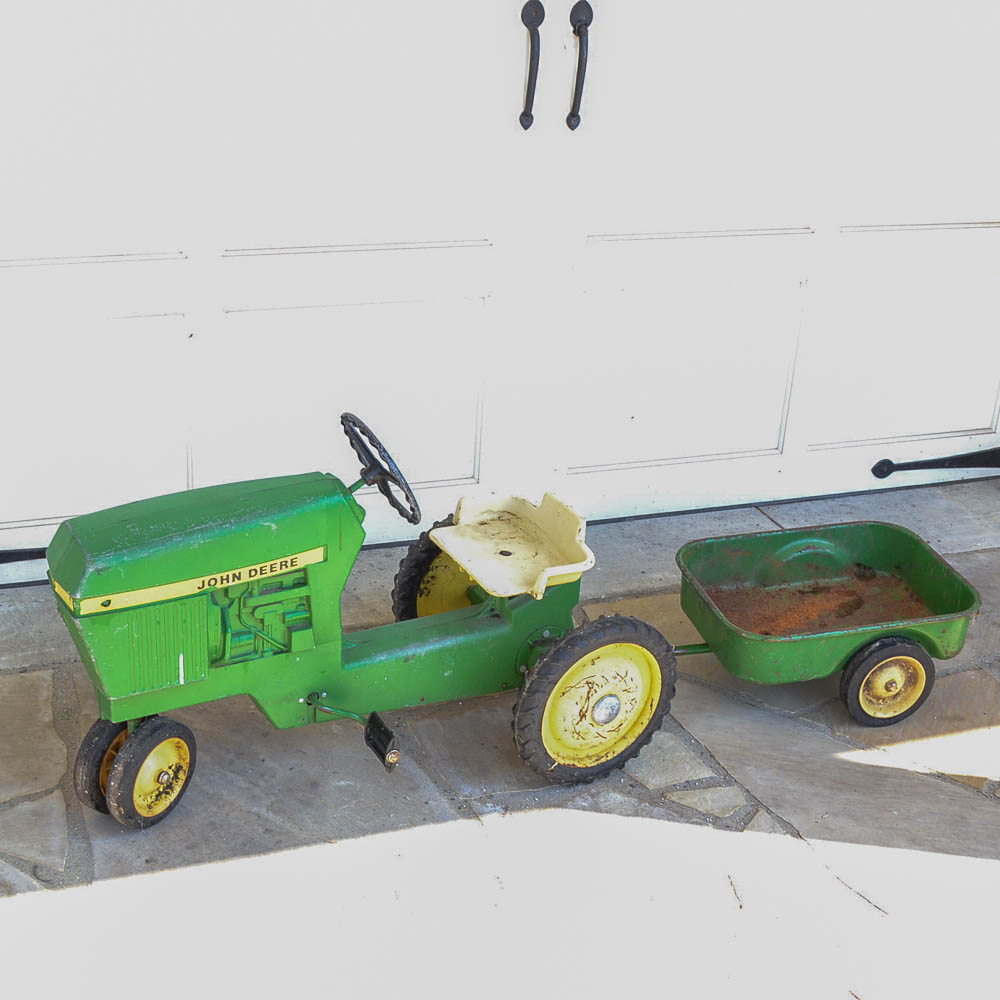 Vintage John Deere Pedal Tractor and Trailer
