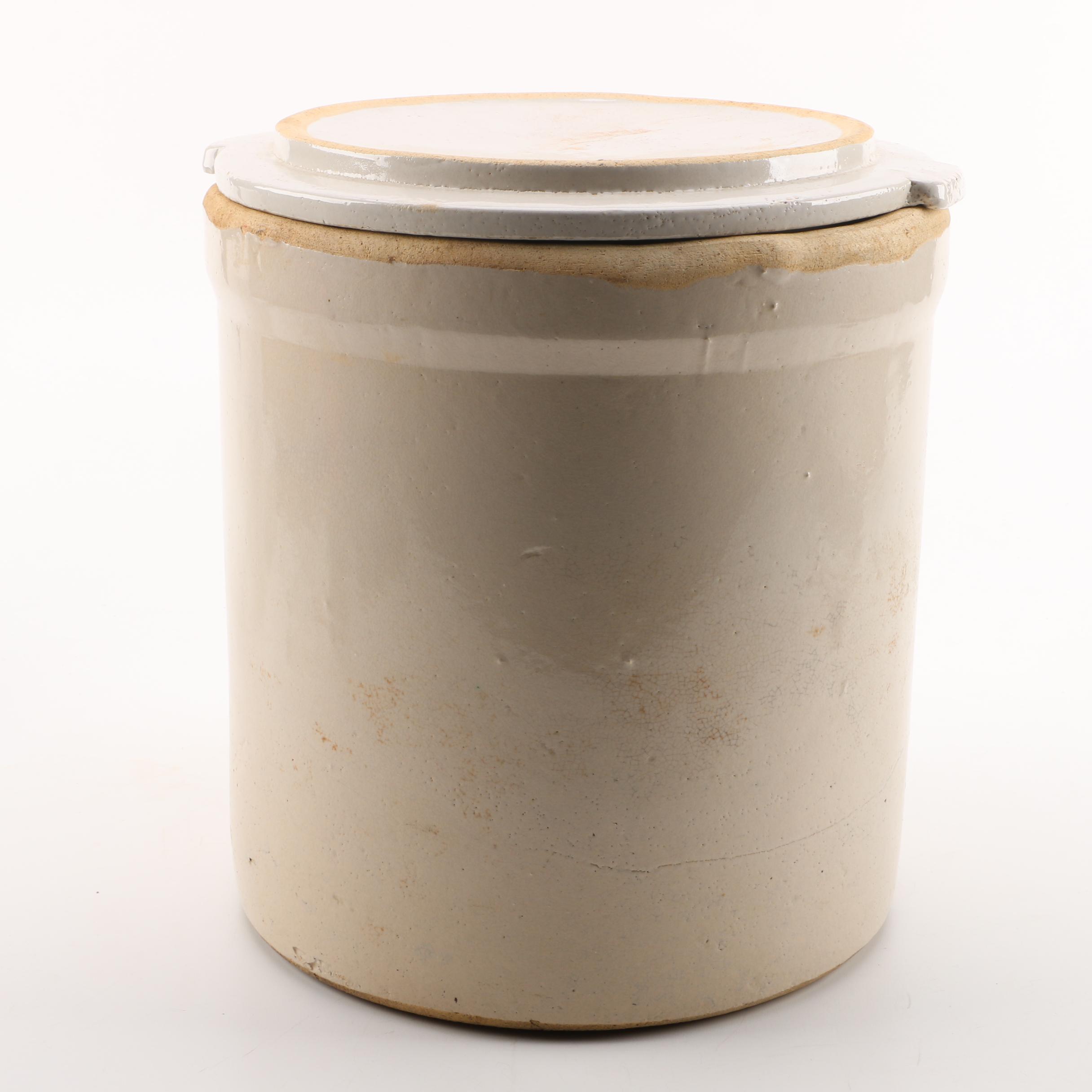 Vintage Robinson Ransbottom Lidded Stoneware Crock