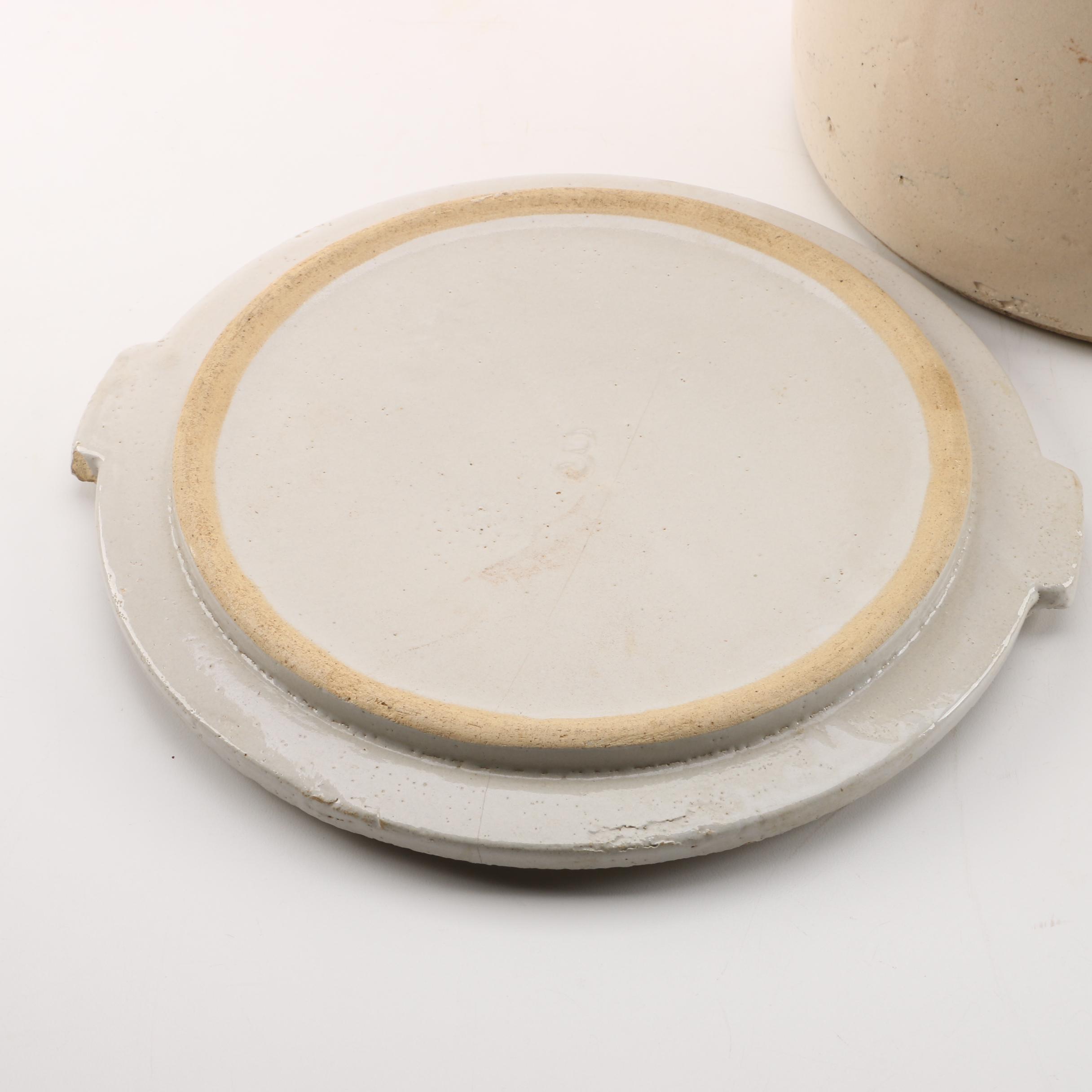 Vintage Robinson Ransbottom Lidded Stoneware Crock