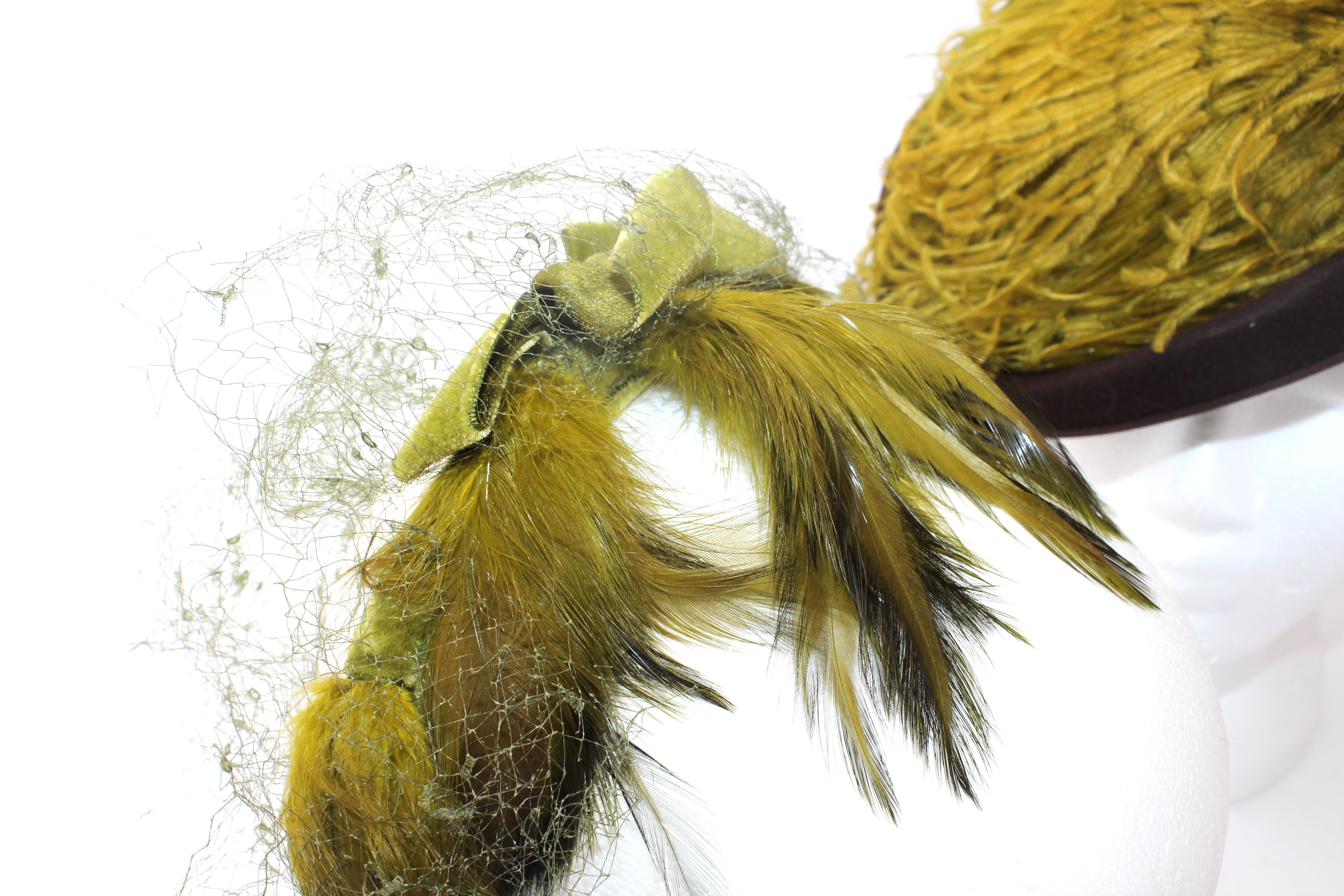 1950s-1960s Vintage Feather and Beaded Pill Hat Including Mr. Charless