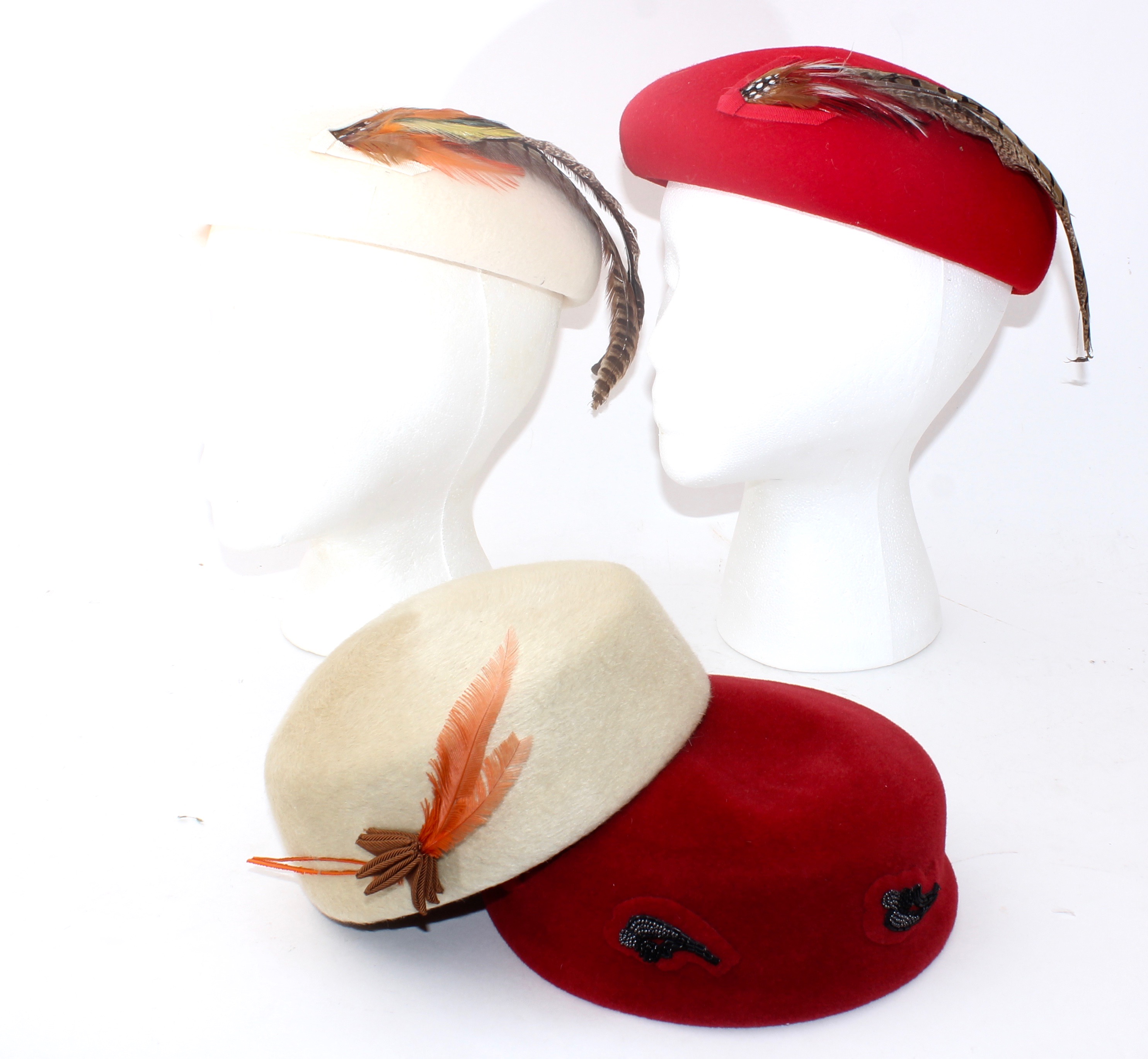 1950s-1960s Vintage Feather and Beaded Pill Hat Including Mr. Charless