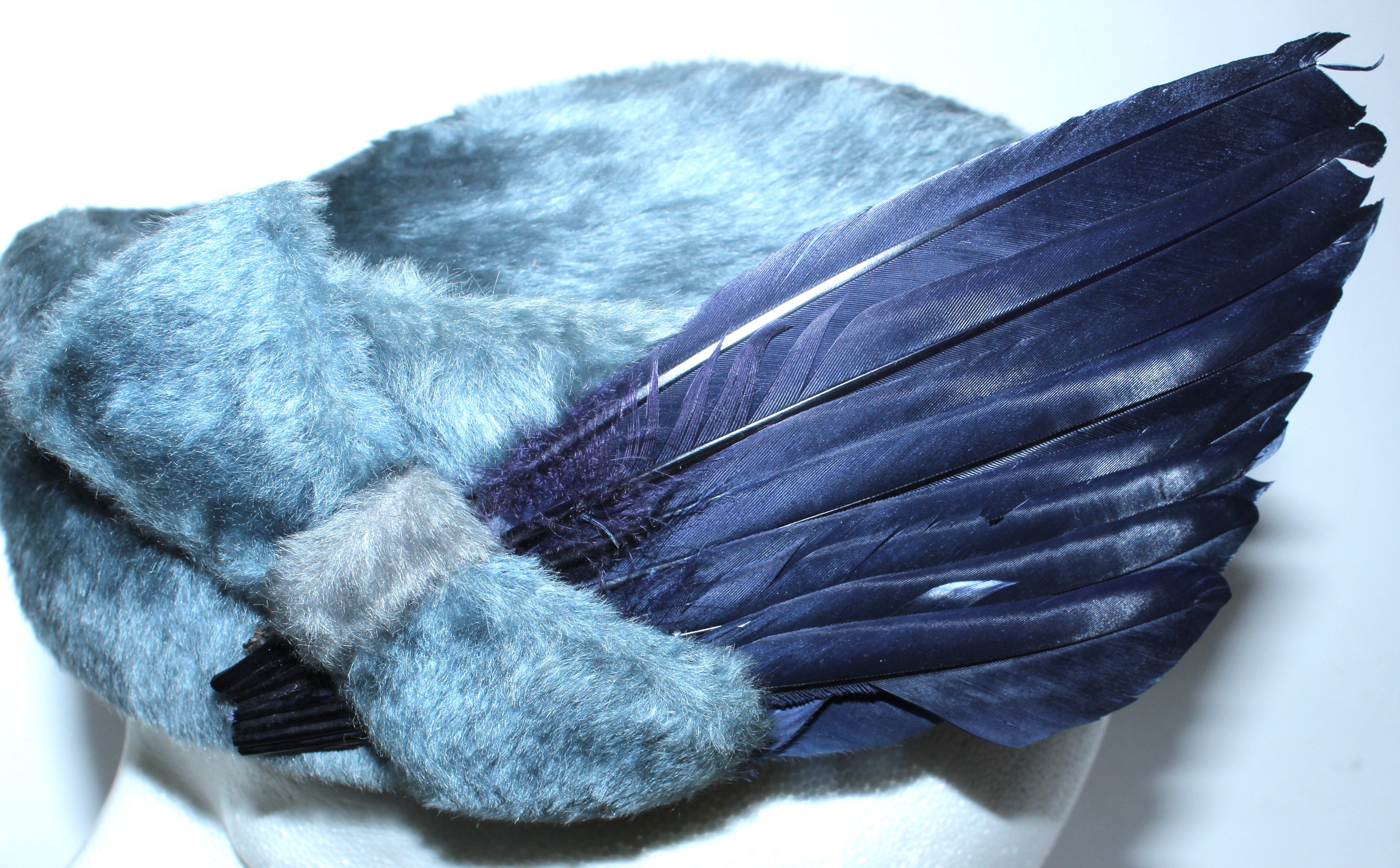 1950s-1960s Vintage Feather and Beaded Pill Hat Including Mr. Charless