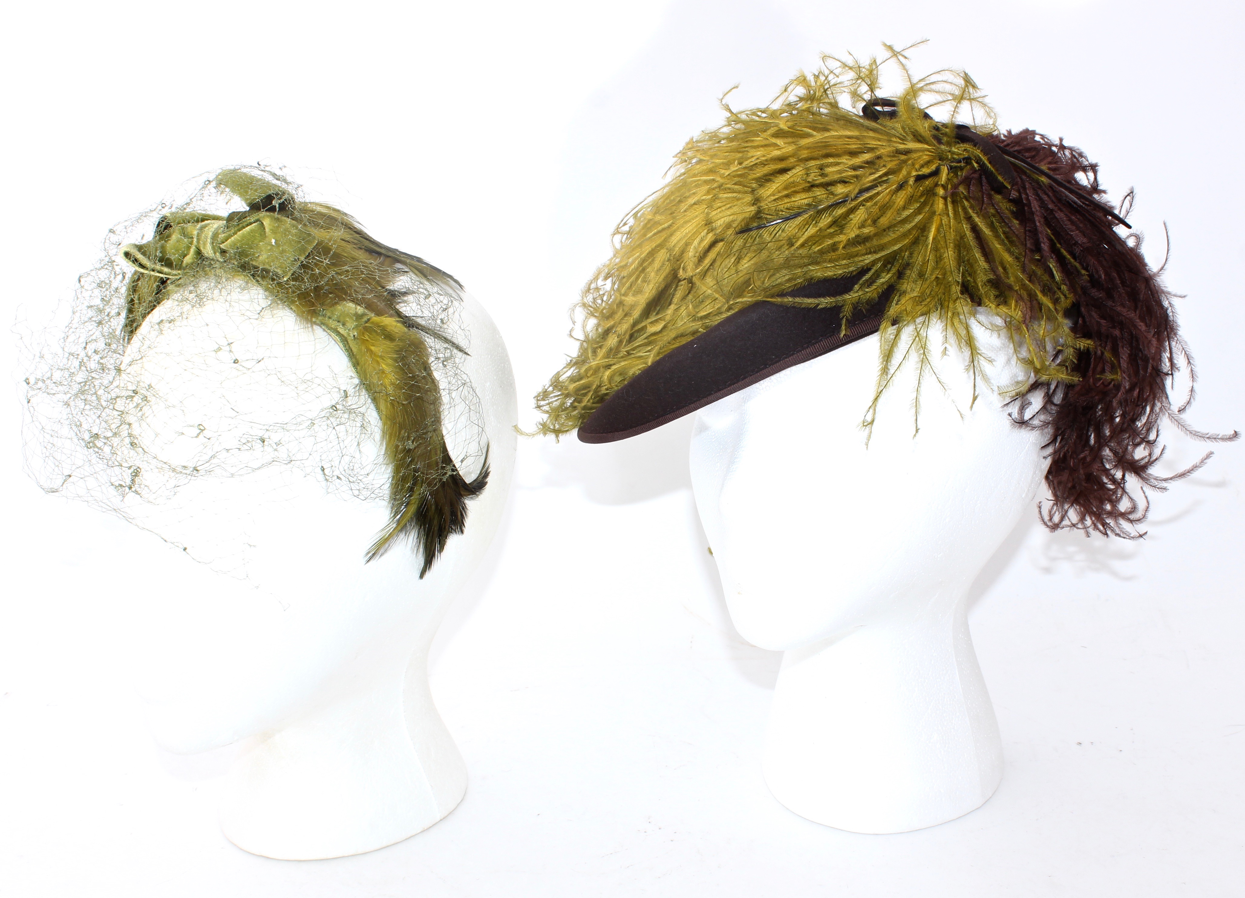 1950s-1960s Vintage Feather and Beaded Pill Hat Including Mr. Charless