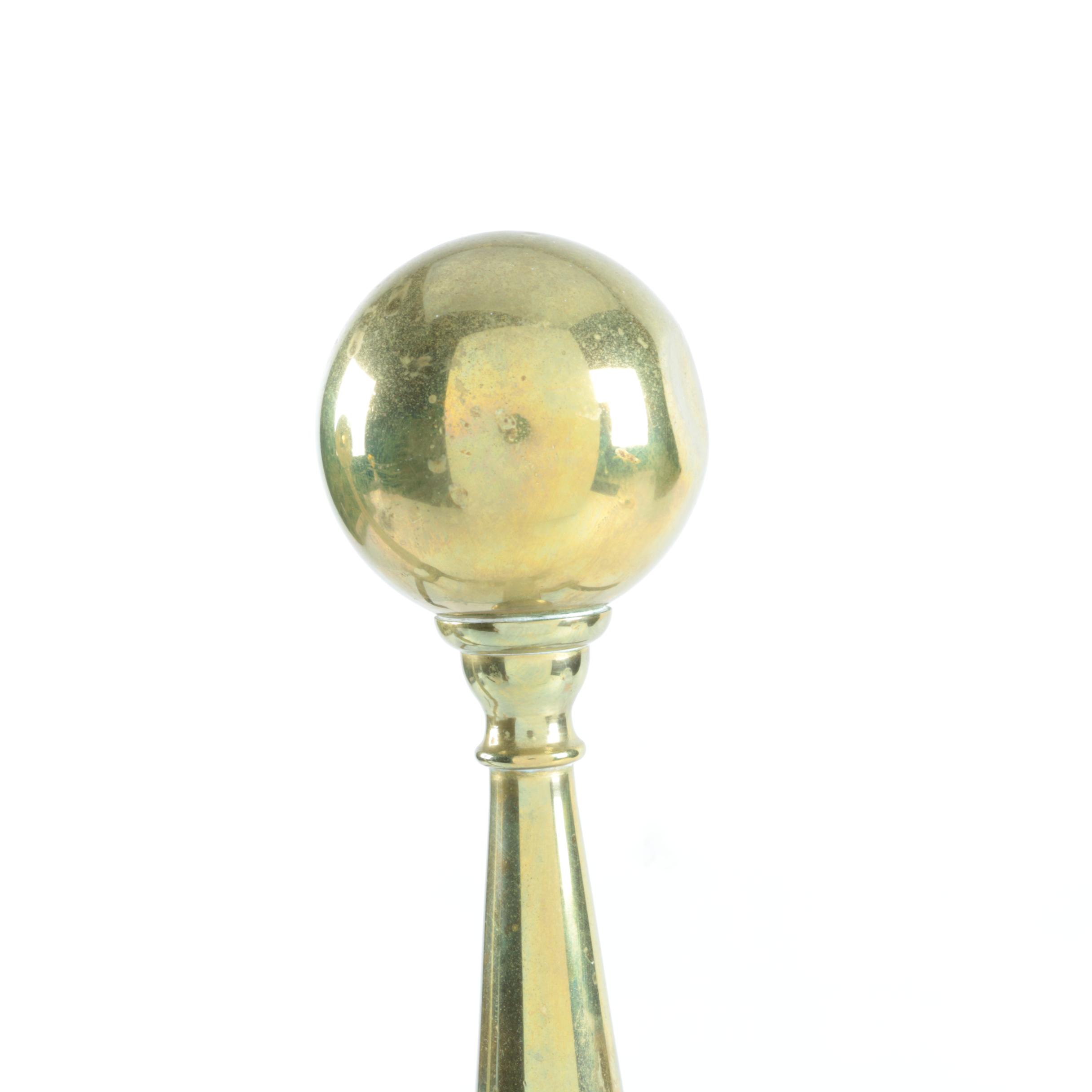 Federal-Style Metal Ball Top Fireplace Andirons