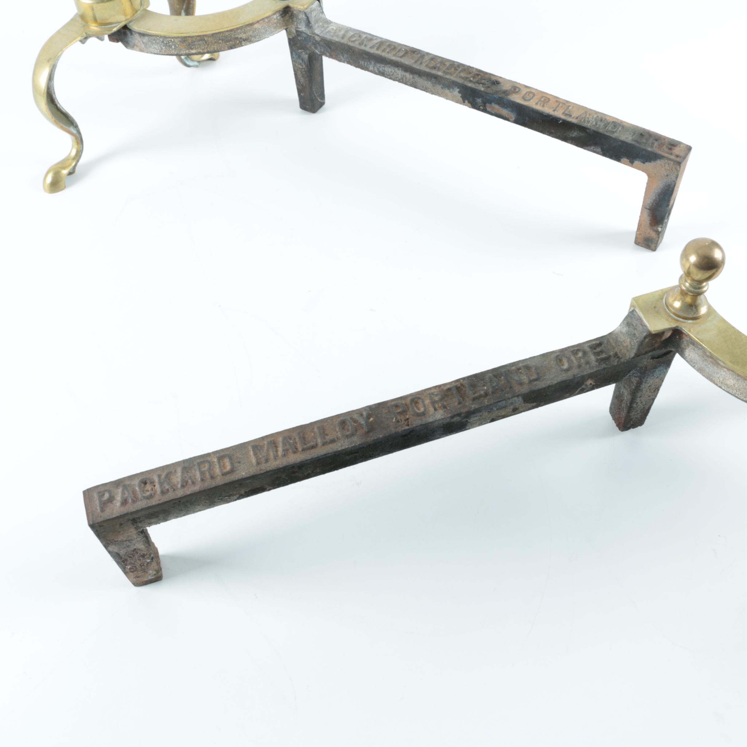 Federal-Style Metal Ball Top Fireplace Andirons