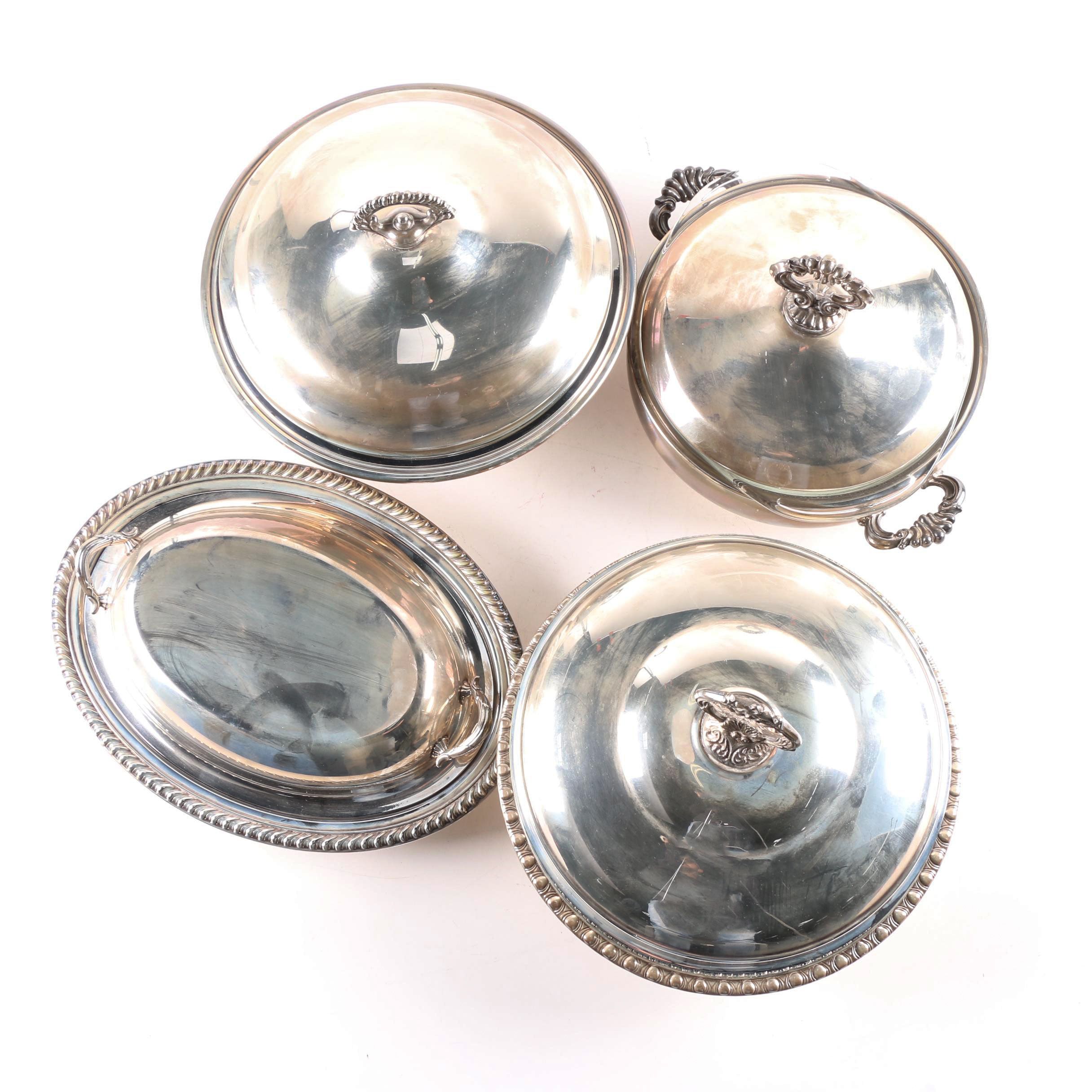 F.B. Rogers Silver Co. Silver Plate Lidded Dish and Other Serveware