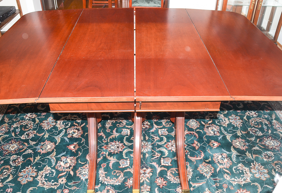 Vintage Duncan Phyfe Style Walnut Dining Table by White Furniture