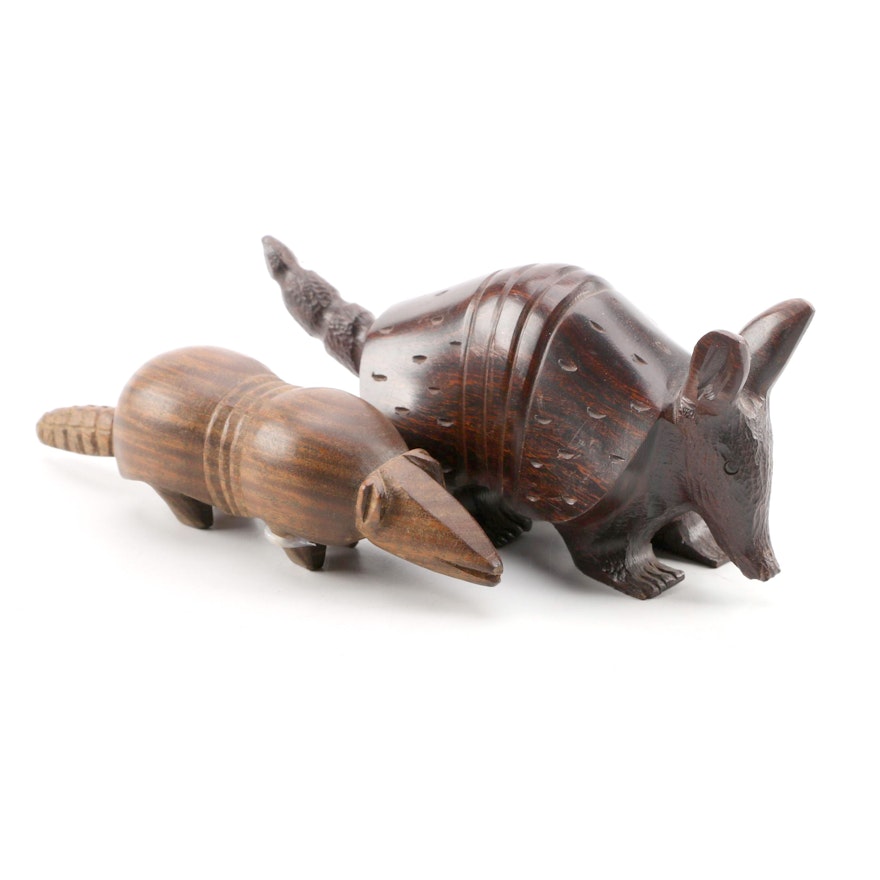 Carved Wooden Armadillo Figurines