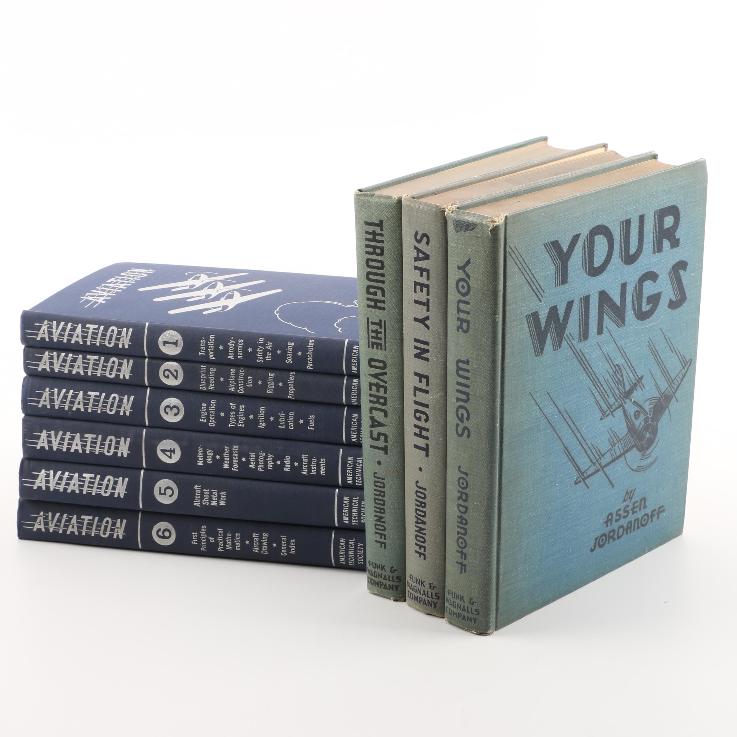 "Aviation" Volumes 1-6 and Three Vintage Aviation Books by Assen Jordanoff