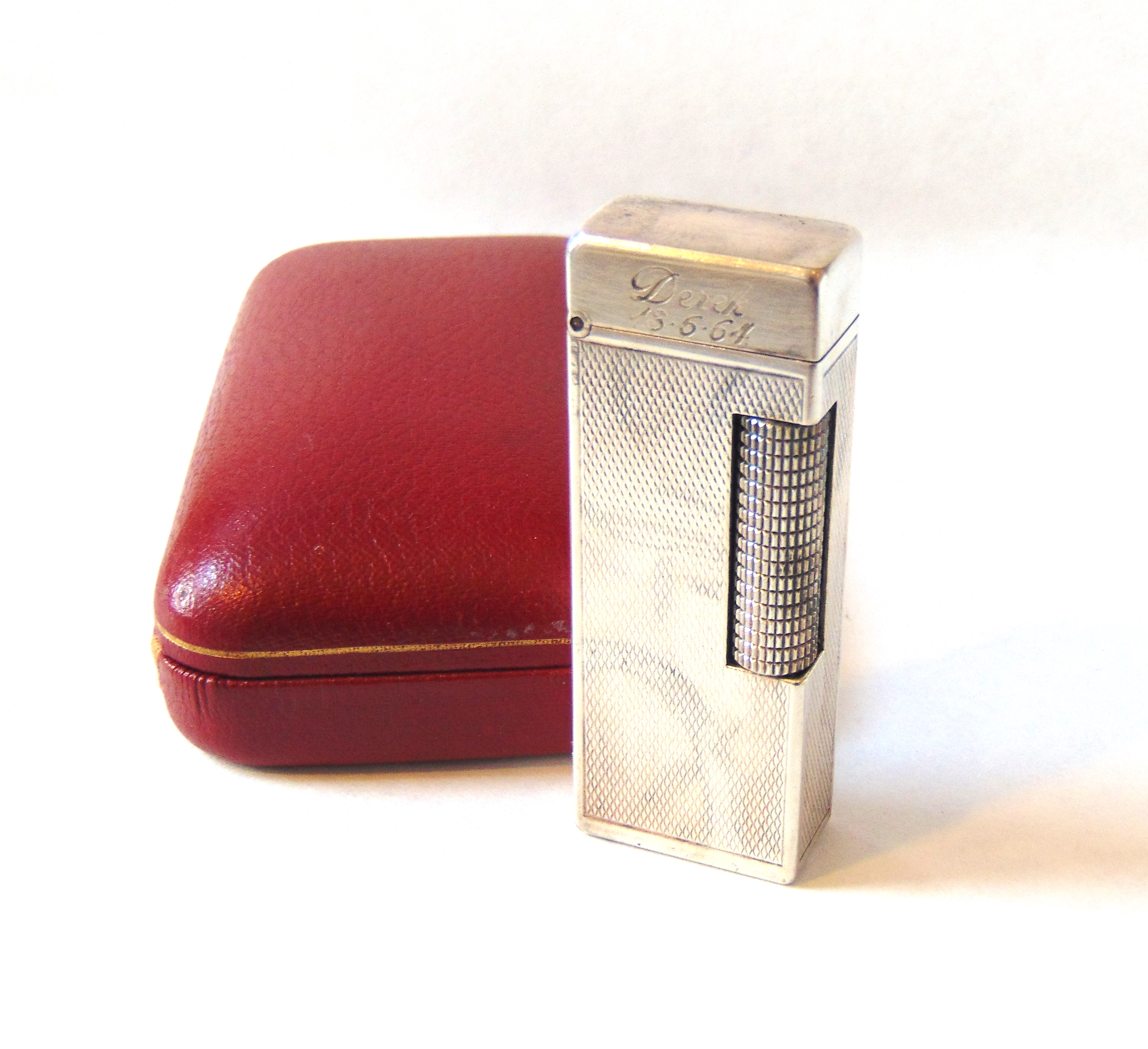 1950s Dunhill Rollagas Silver Plate Lighter with Presentation Case
