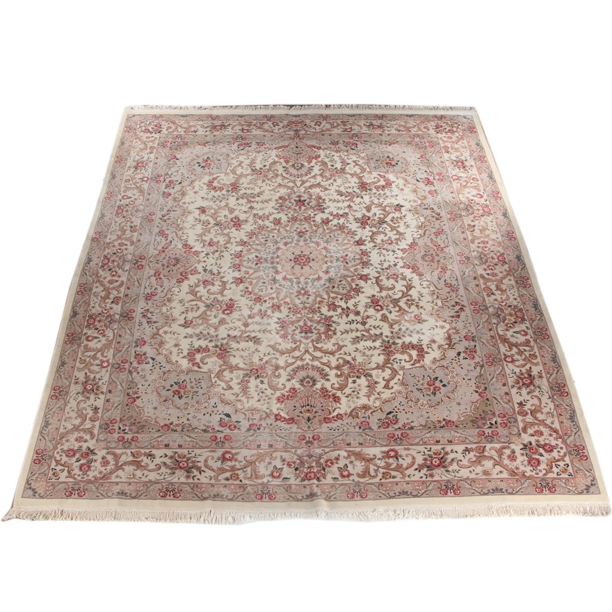 Finely Hand-Knotted Sino-Persian Tabriz Wool Room Sized Rug