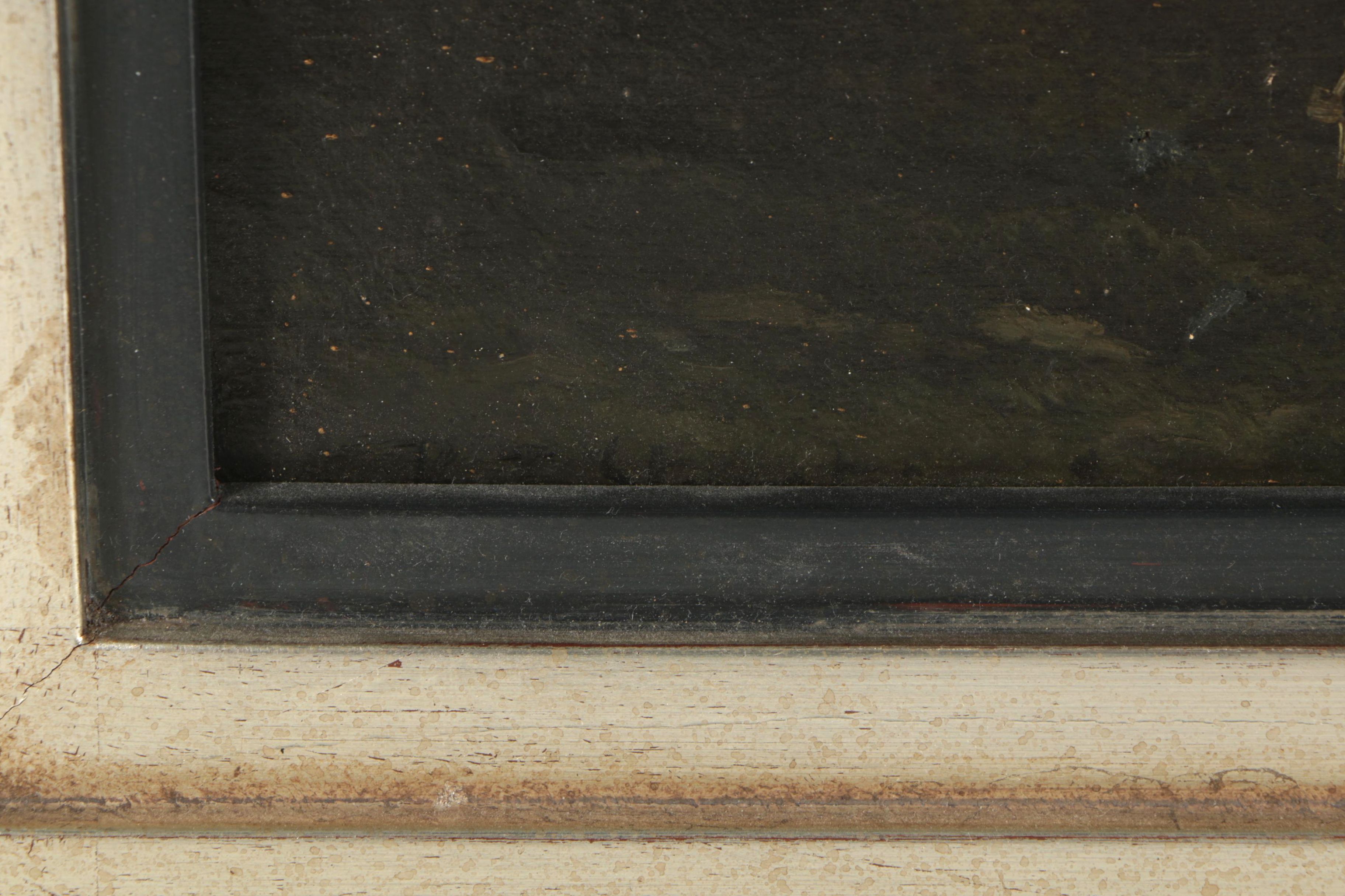 Robert Stuart Antique Oil Painting of Morning Lakeside Scene