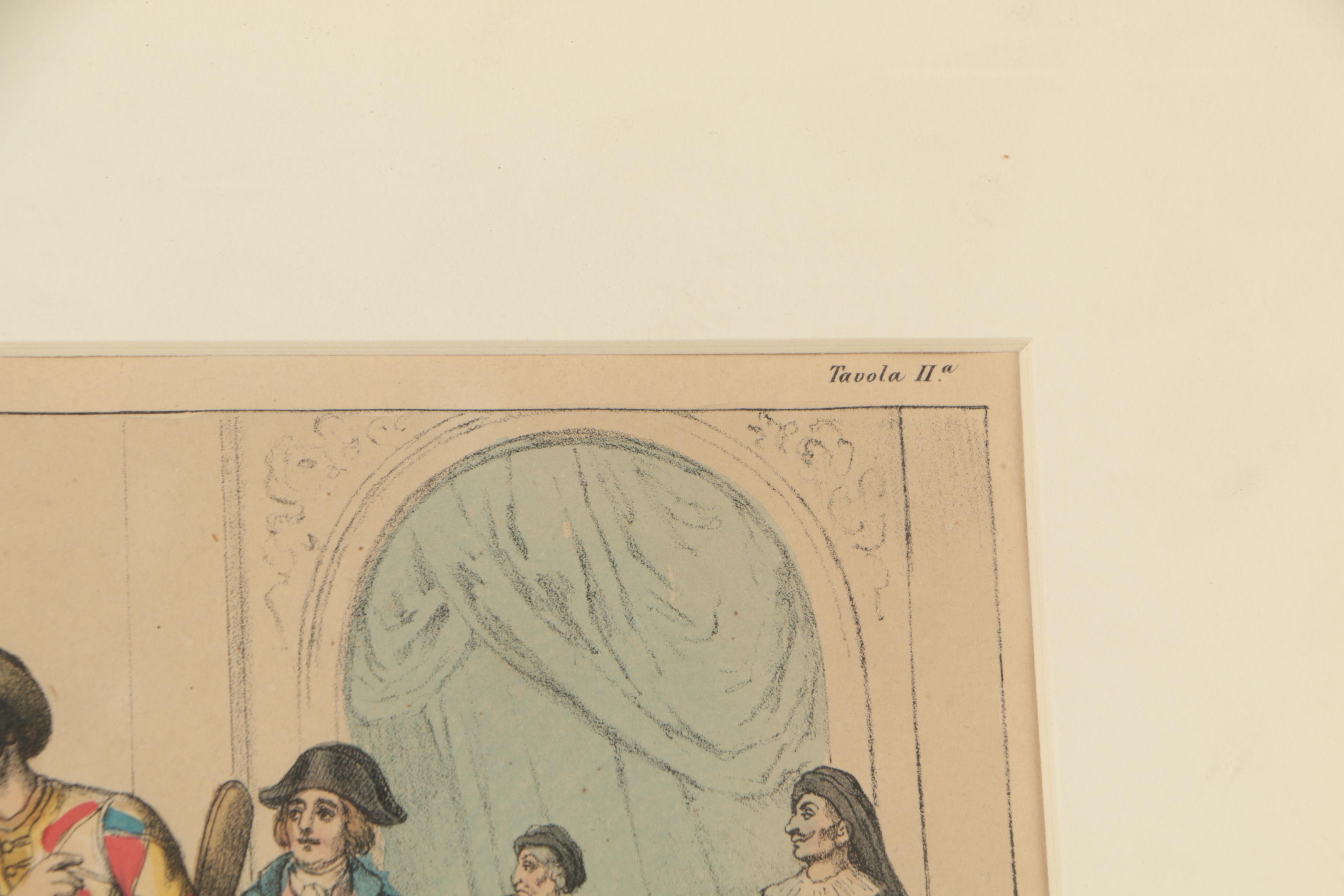 Hand Colored Lithograph "Maschere del Teatro Italiano dei Secoli XVII and XVIII"