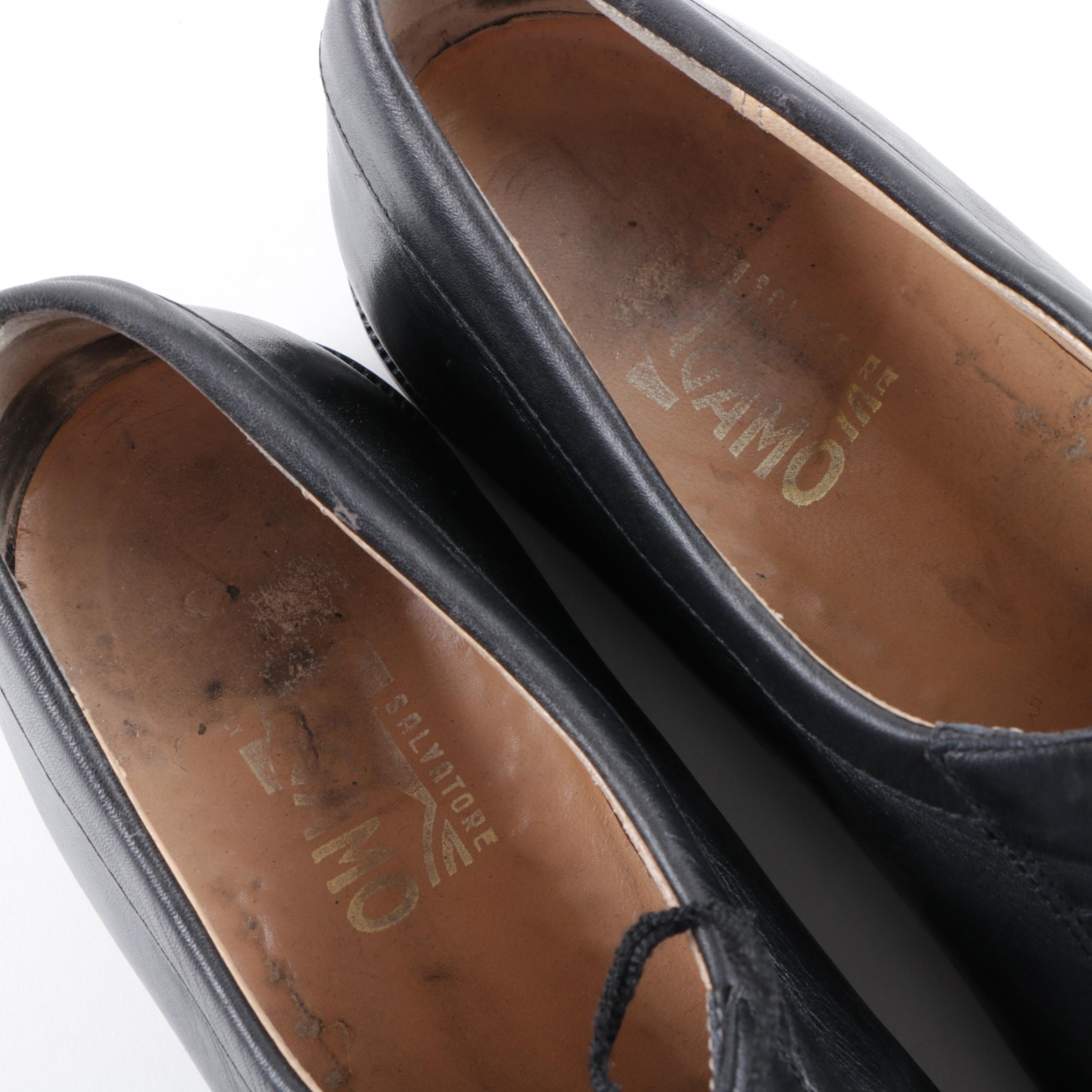 Men's Salvatore Ferragamo Black Leather Dress Shoes