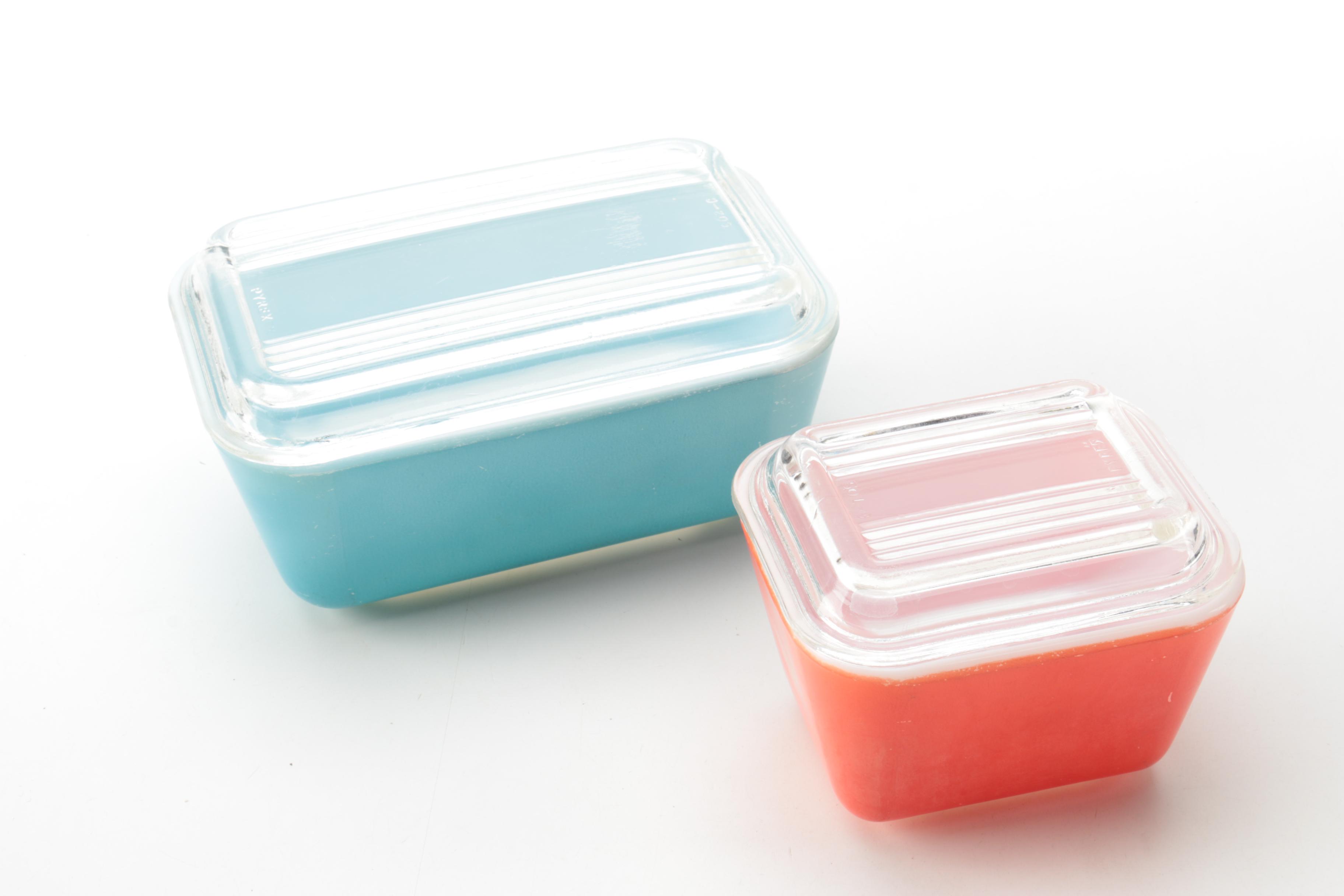 Pyrex "Primary Colors" Mixing Bowls and Refrigerator Jars