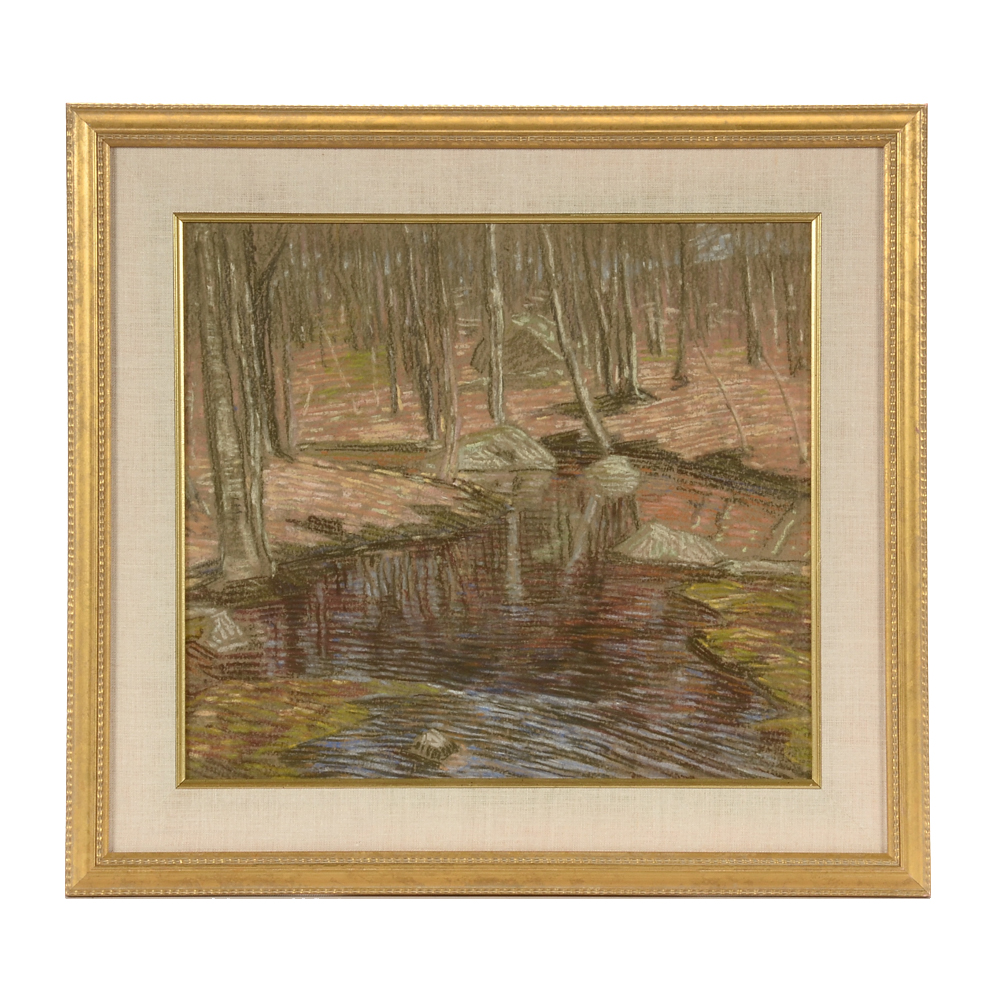 Charles S. Kaelin Original Pastel Landscape Drawing on Paper