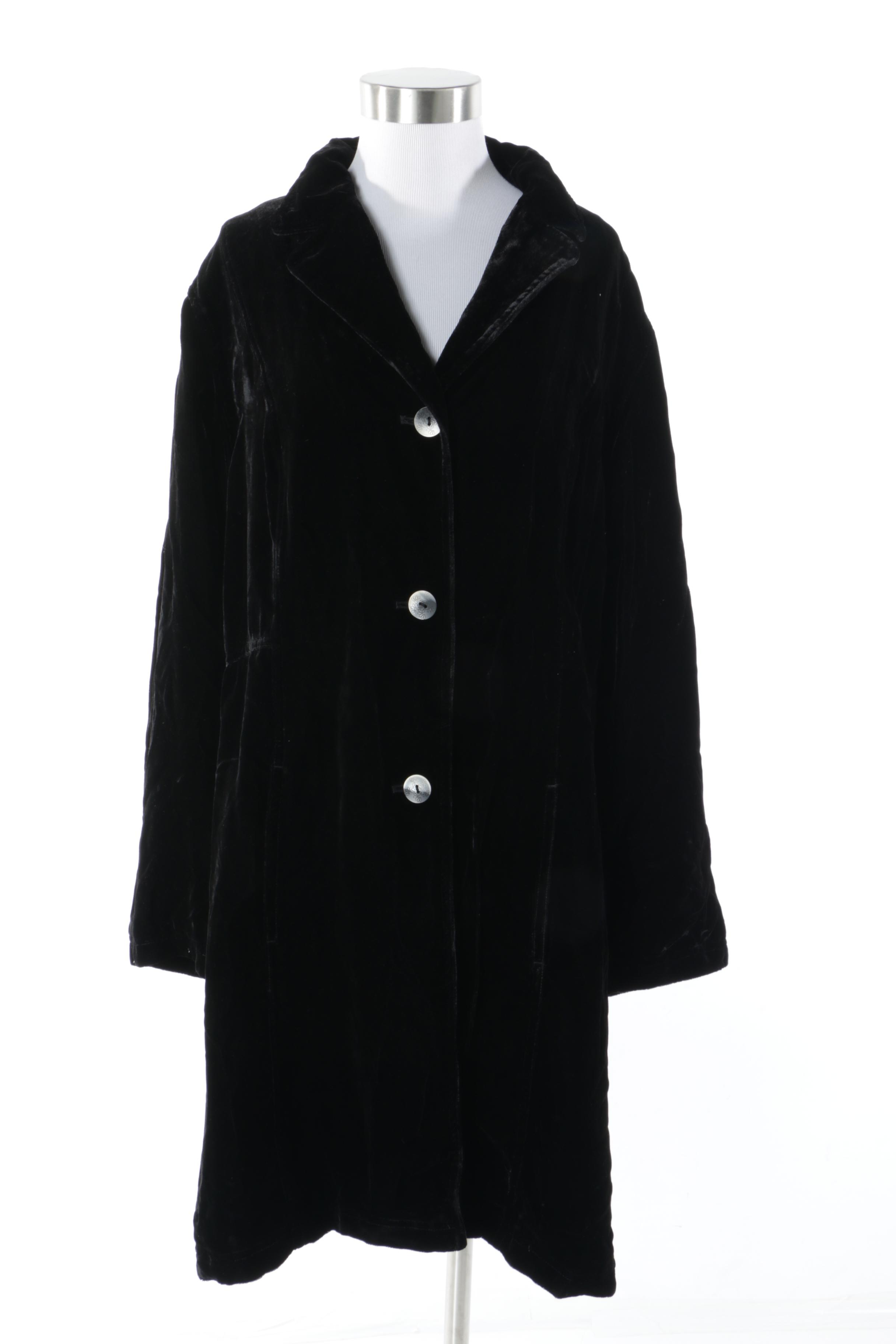 J. Jill Embroidered Velveteen Coat and Billabong Green Double-Breasted Jacket