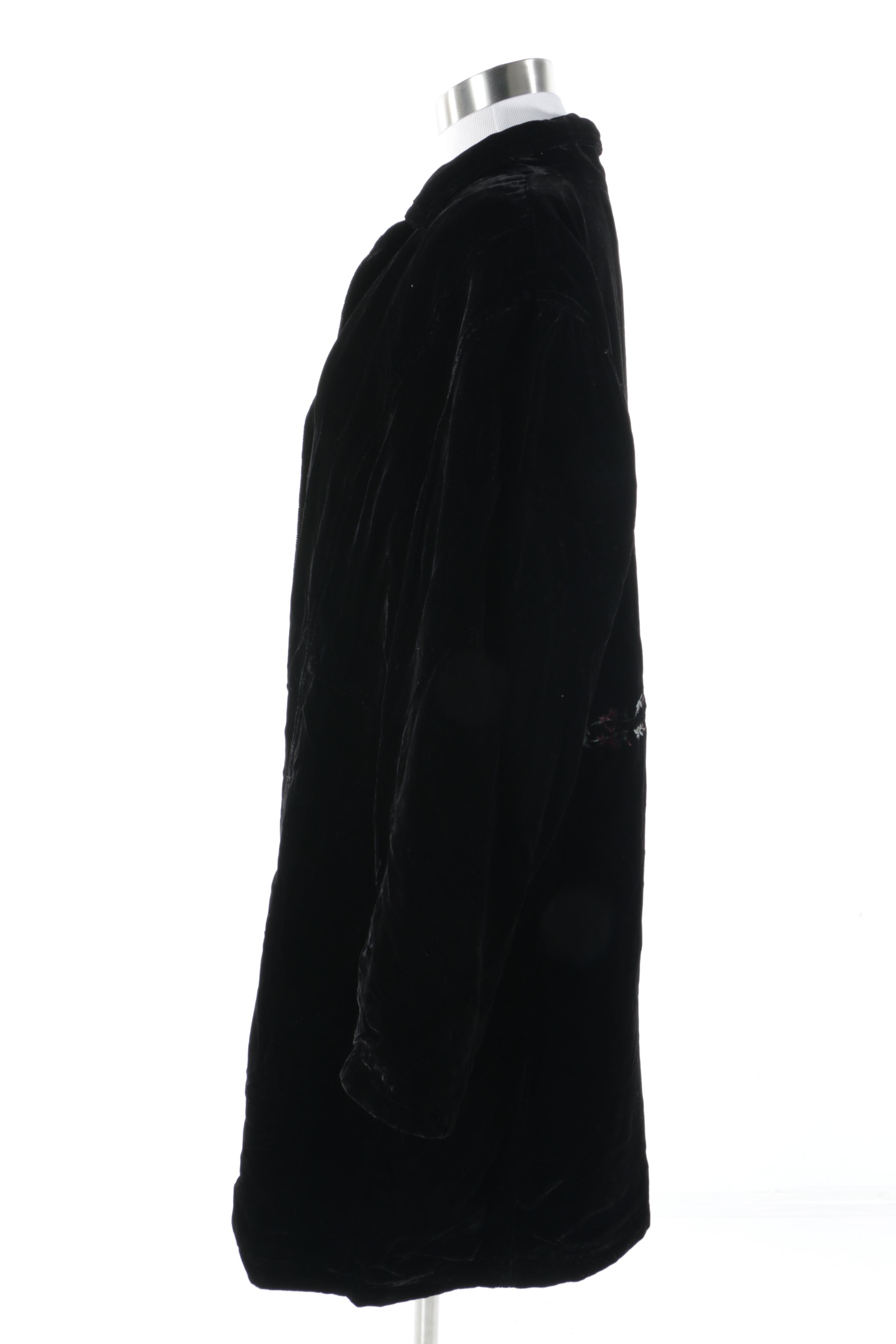 J. Jill Embroidered Velveteen Coat and Billabong Green Double-Breasted Jacket