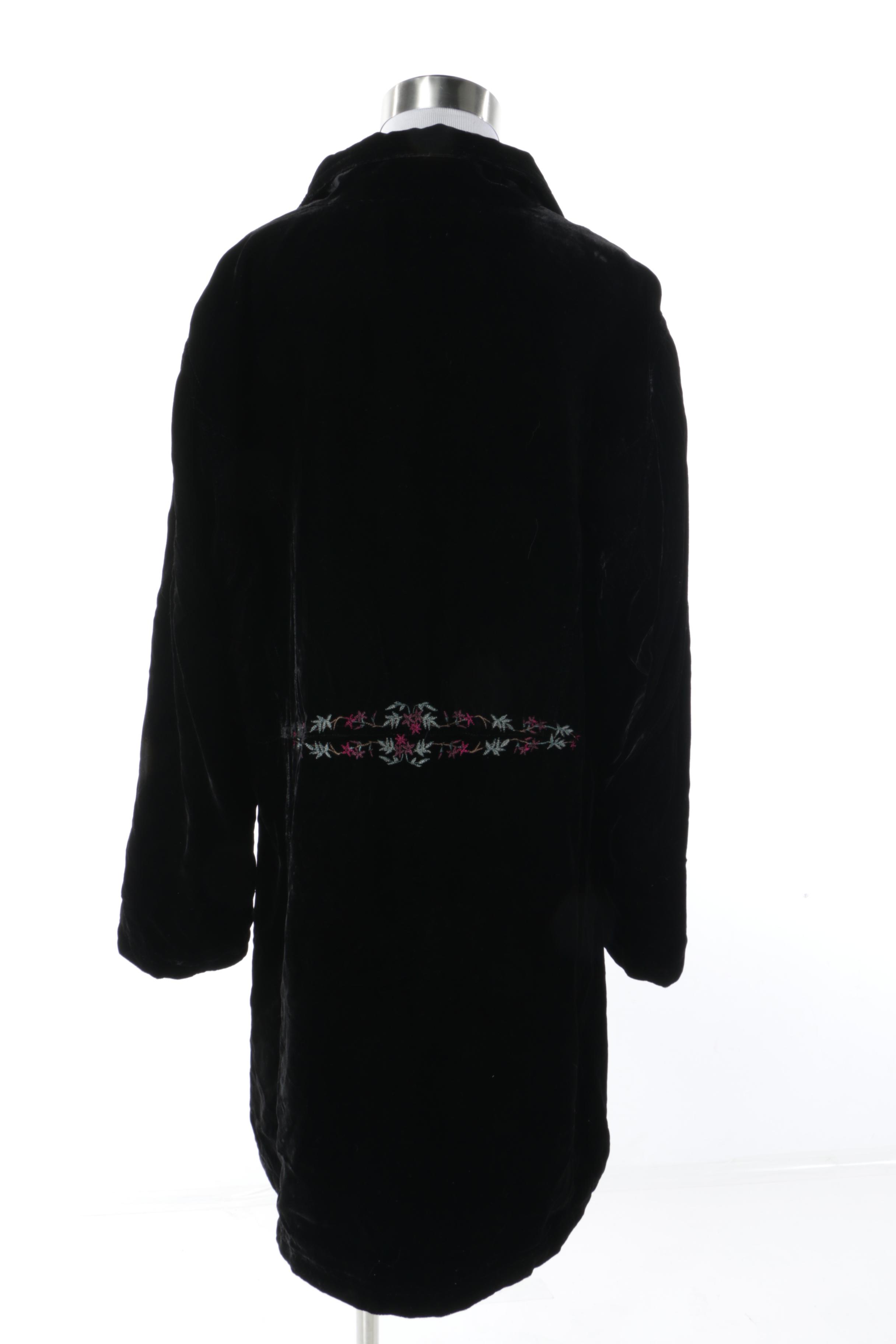 J. Jill Embroidered Velveteen Coat and Billabong Green Double-Breasted Jacket