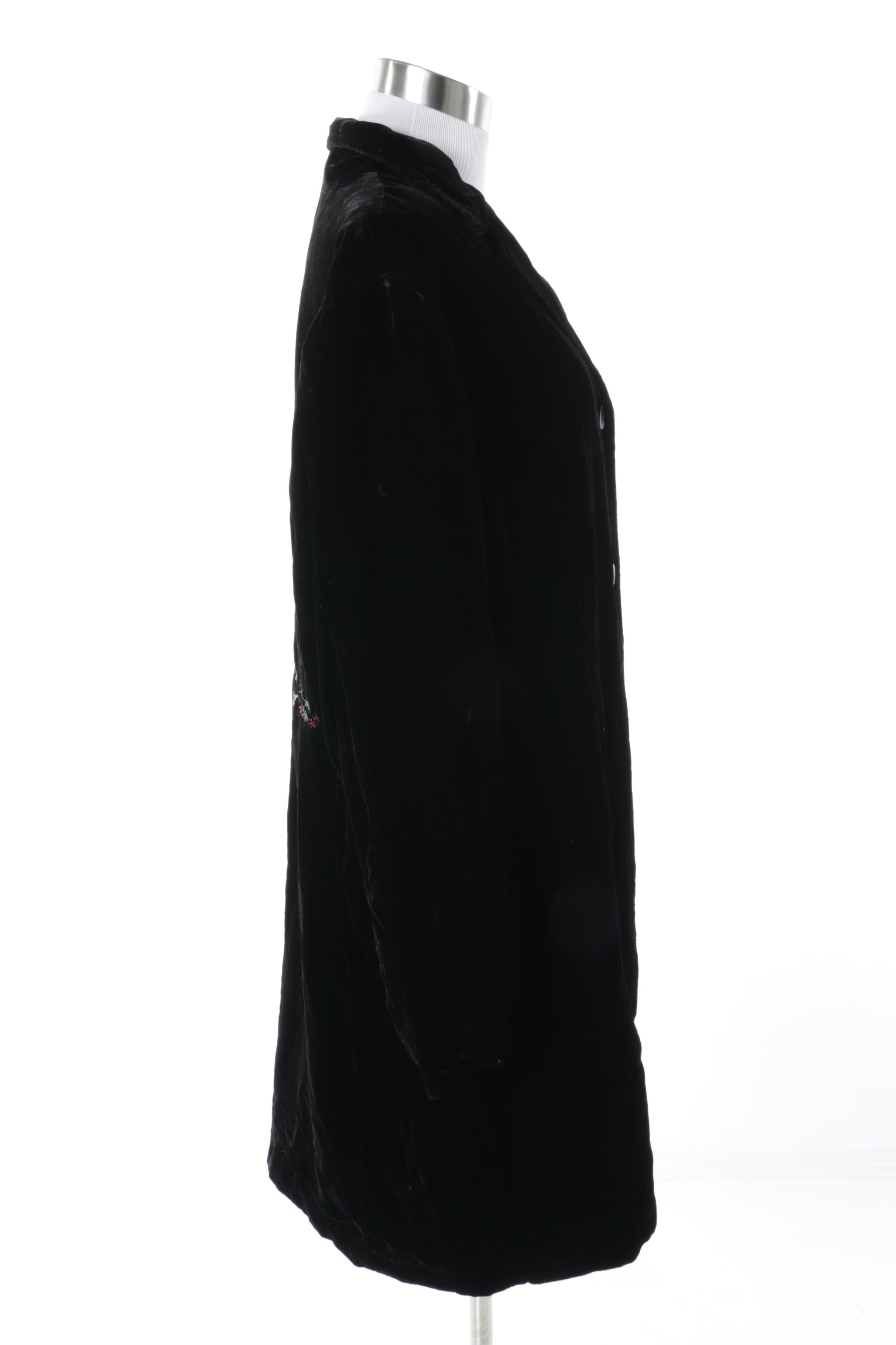 J. Jill Embroidered Velveteen Coat and Billabong Green Double-Breasted Jacket