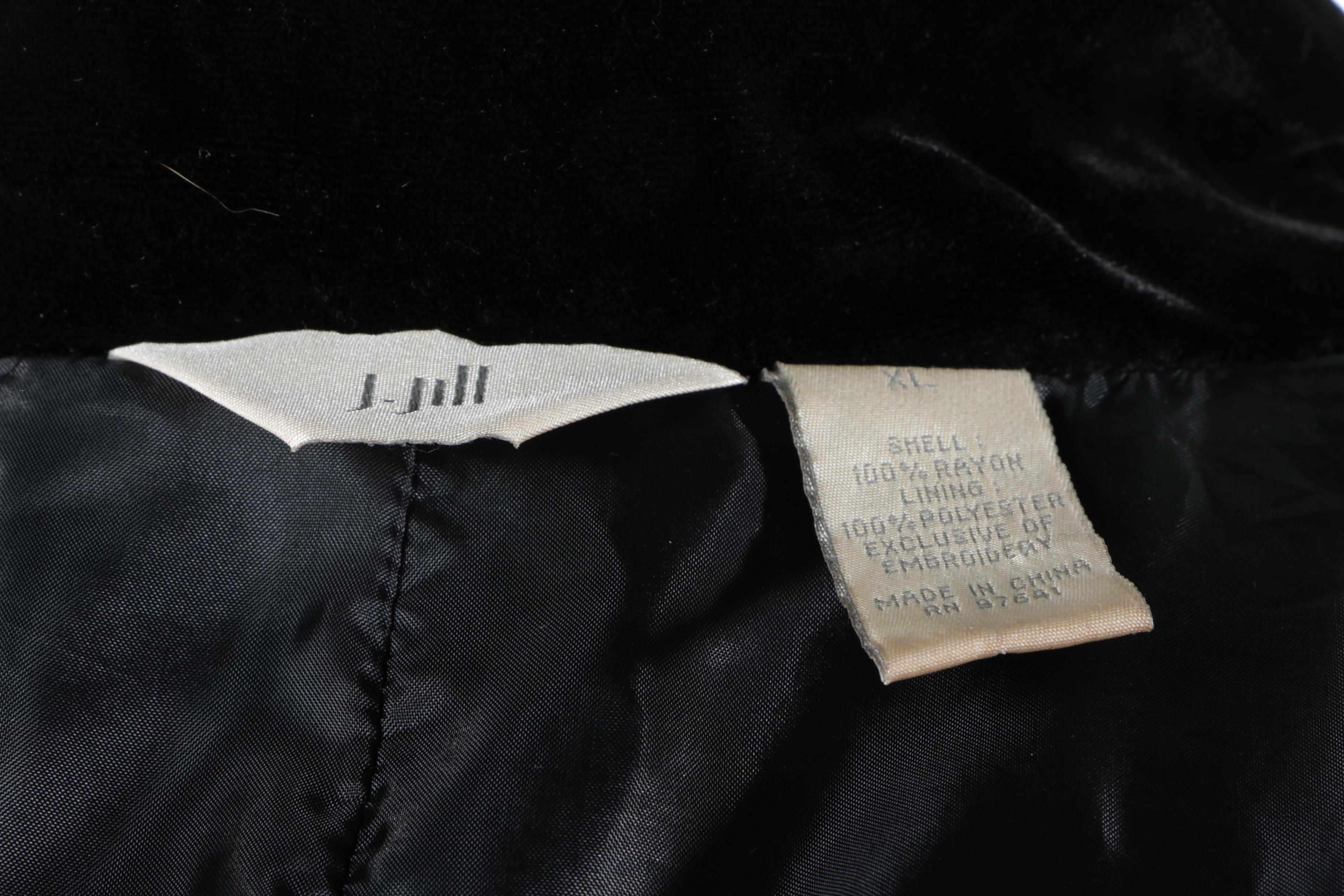 J. Jill Embroidered Velveteen Coat and Billabong Green Double-Breasted Jacket