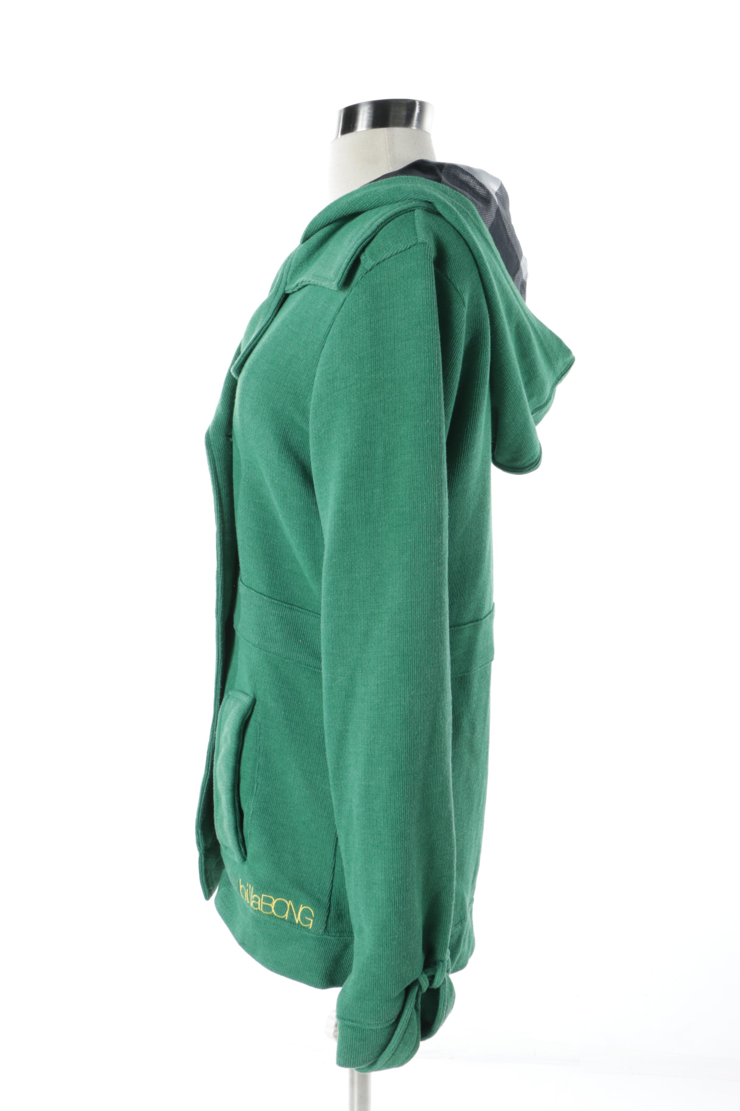 J. Jill Embroidered Velveteen Coat and Billabong Green Double-Breasted Jacket