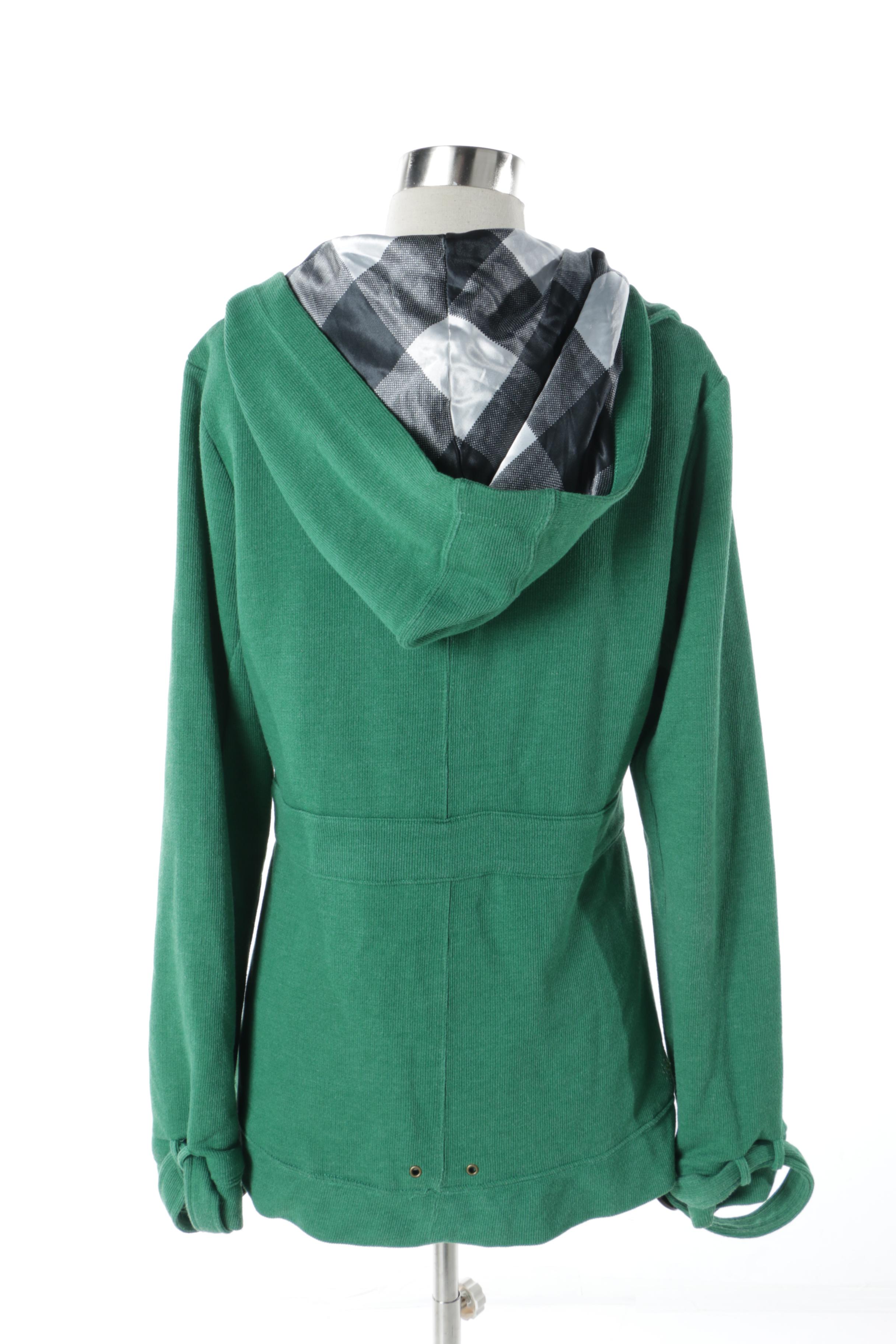 J. Jill Embroidered Velveteen Coat and Billabong Green Double-Breasted Jacket