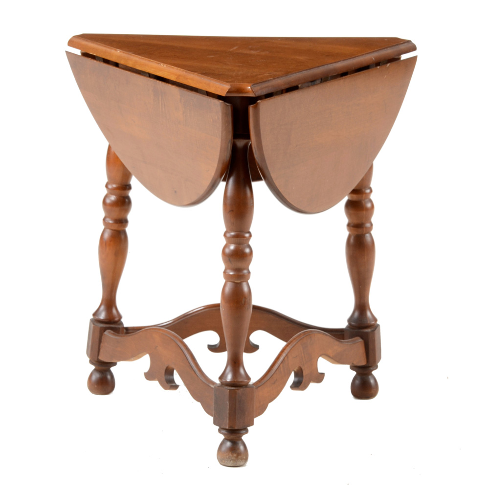 Vintage Triangular Drop Leaf Cricket Table