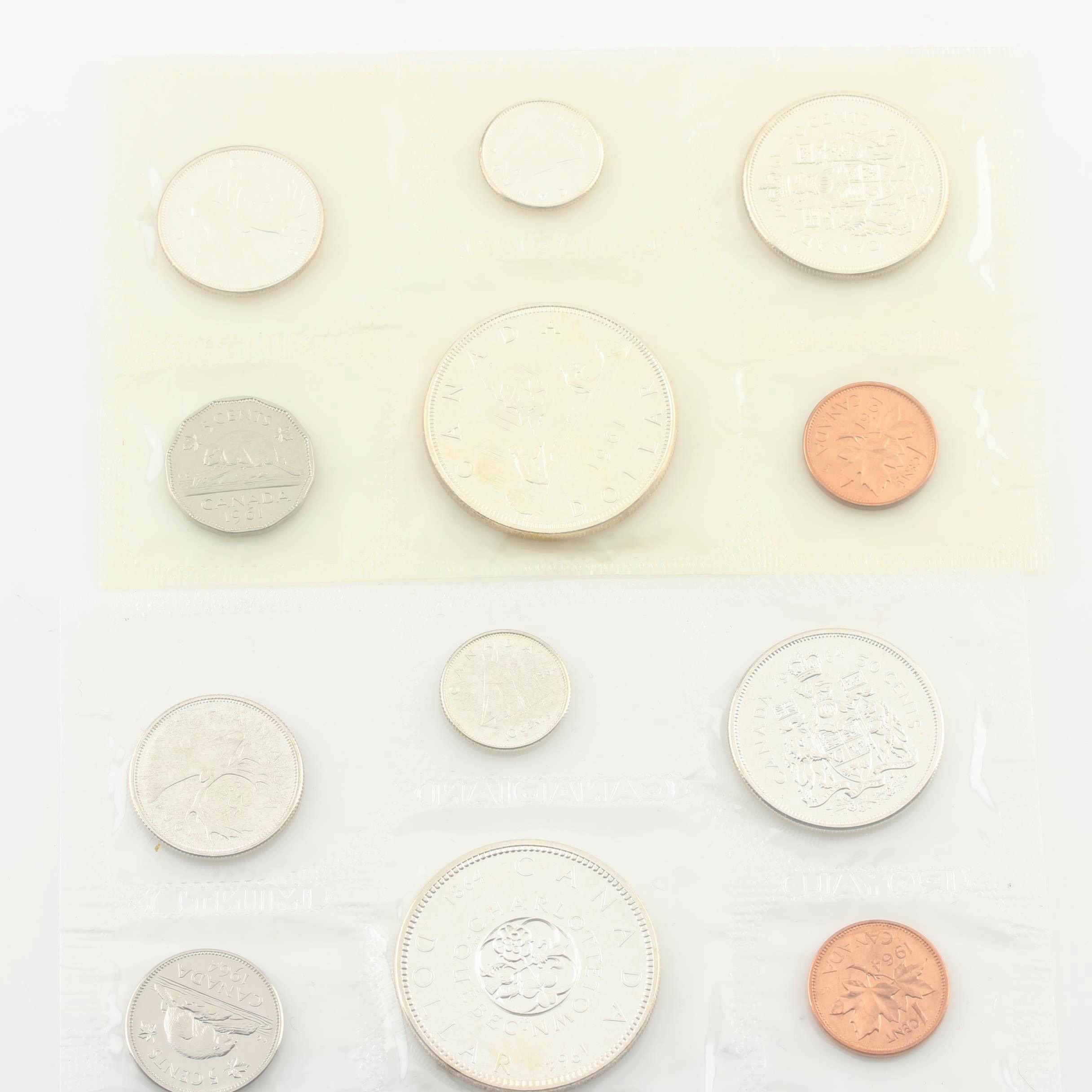 1961 and 1964 Canadian Type Coin Proof Sets