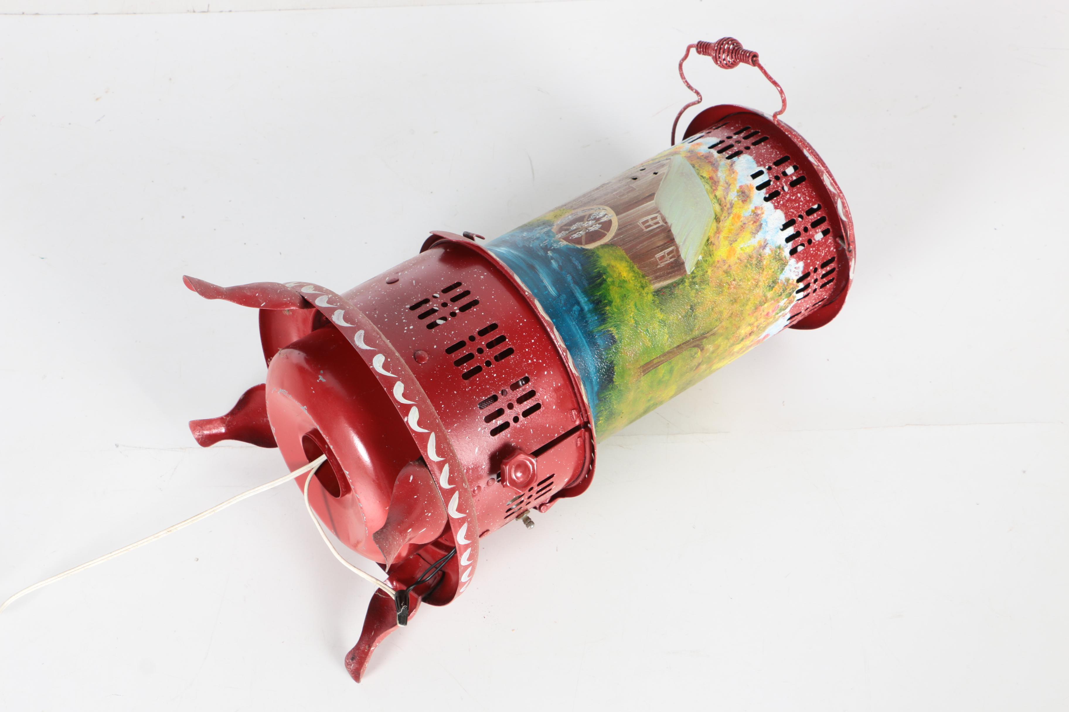 Converted Kerosene Oil Heater Painted Lamp