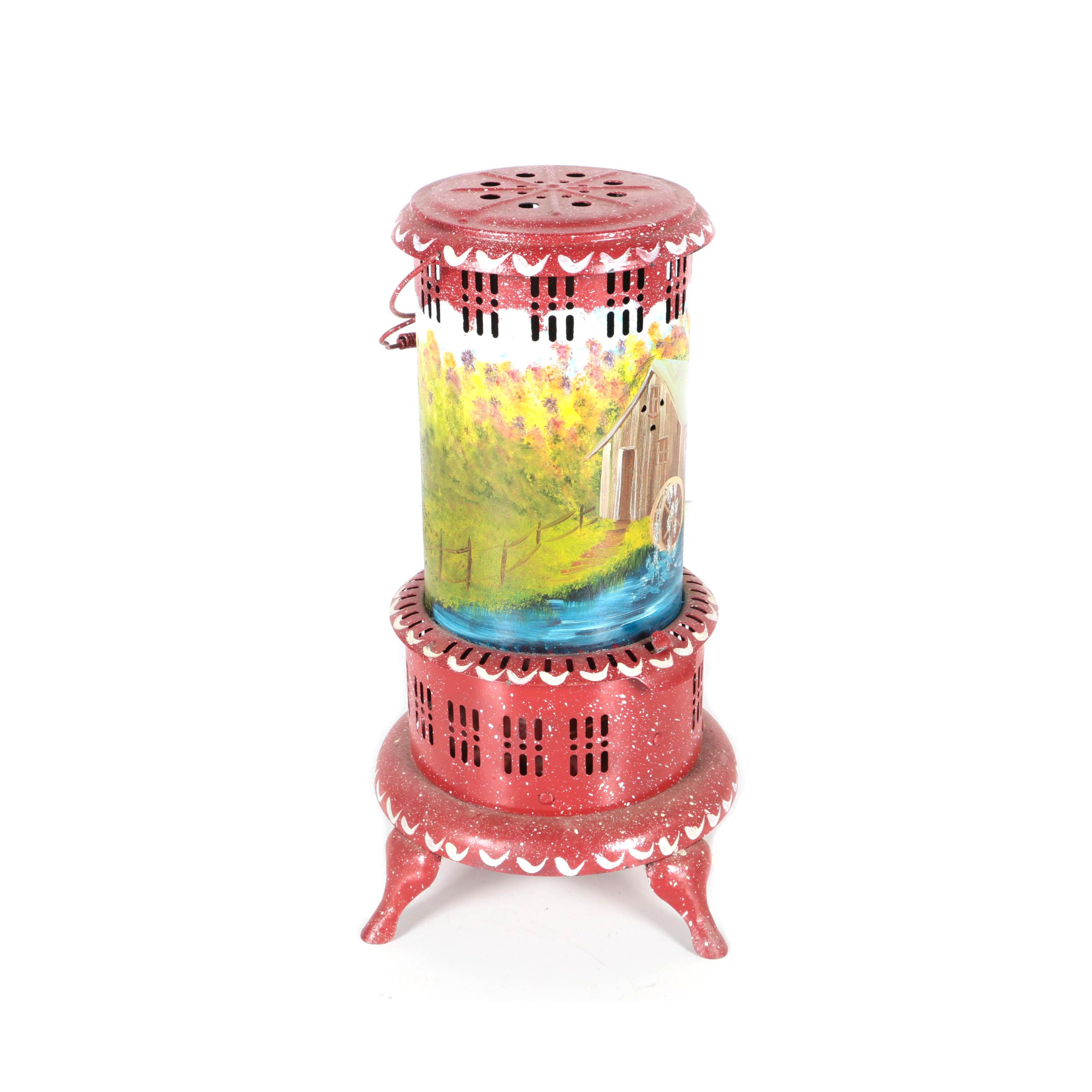 Converted Kerosene Oil Heater Painted Lamp