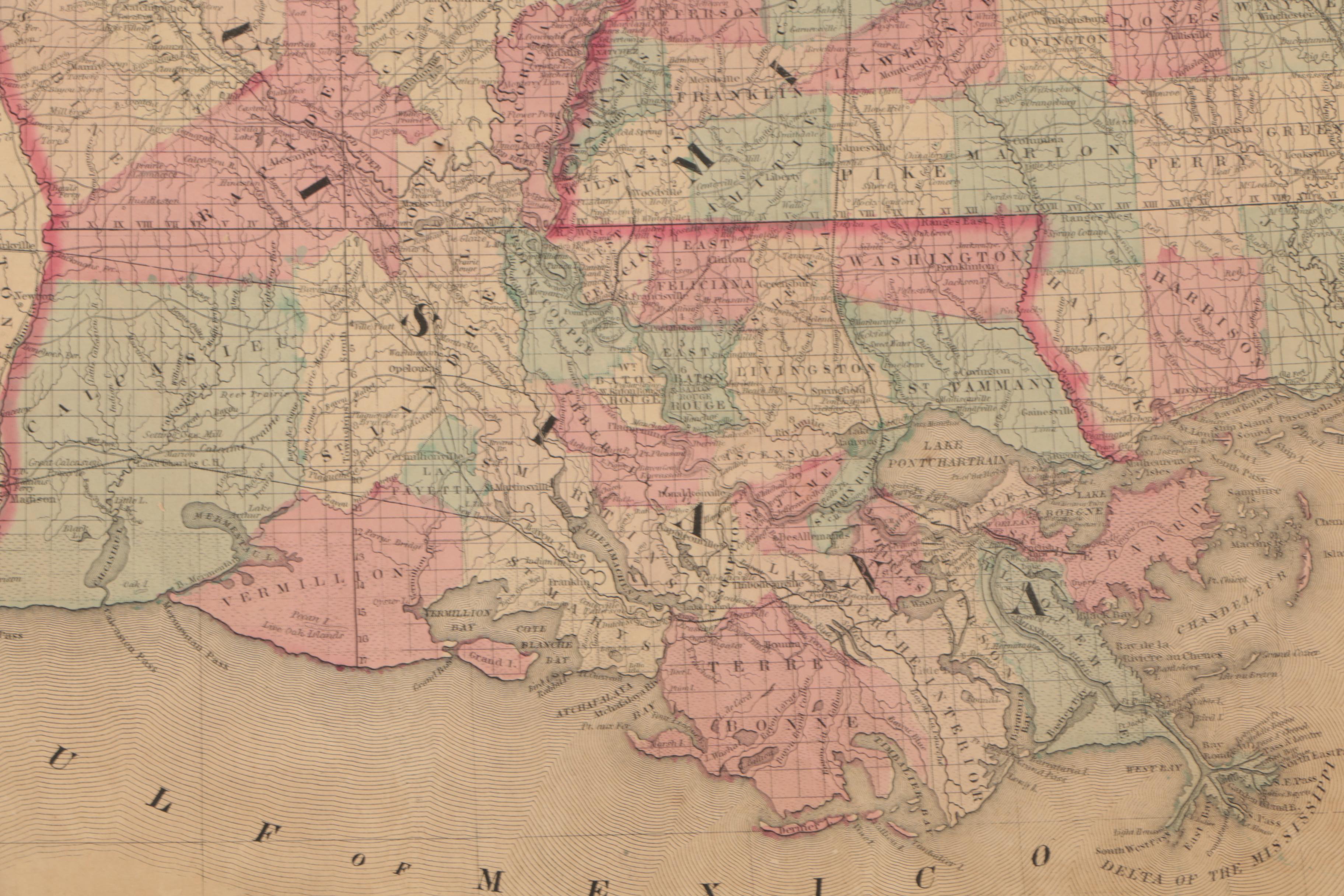 Johnson and Ward 1860s Map "Johnson's Arkansas, Mississippi and Louisiana"
